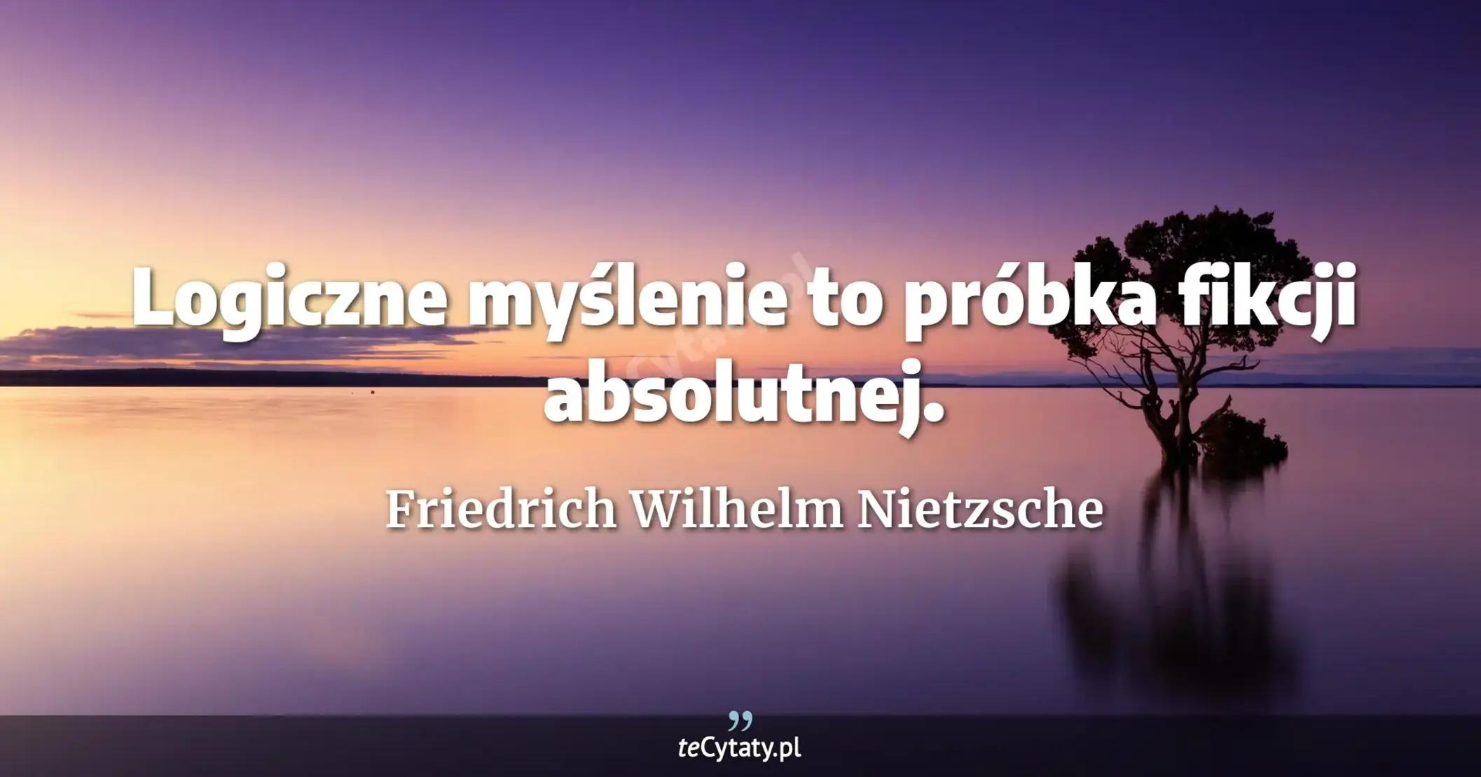 Logiczne myślenie to próbka fikcji absolutnej. - Friedrich Wilhelm Nietzsche