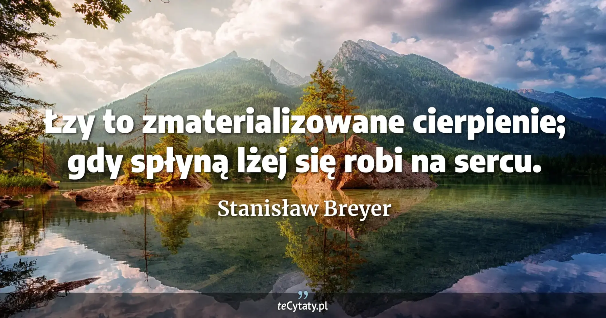 Łzy to zmaterializowane cierpienie; gdy spłyną lżej się robi na sercu. - Stanisław Breyer