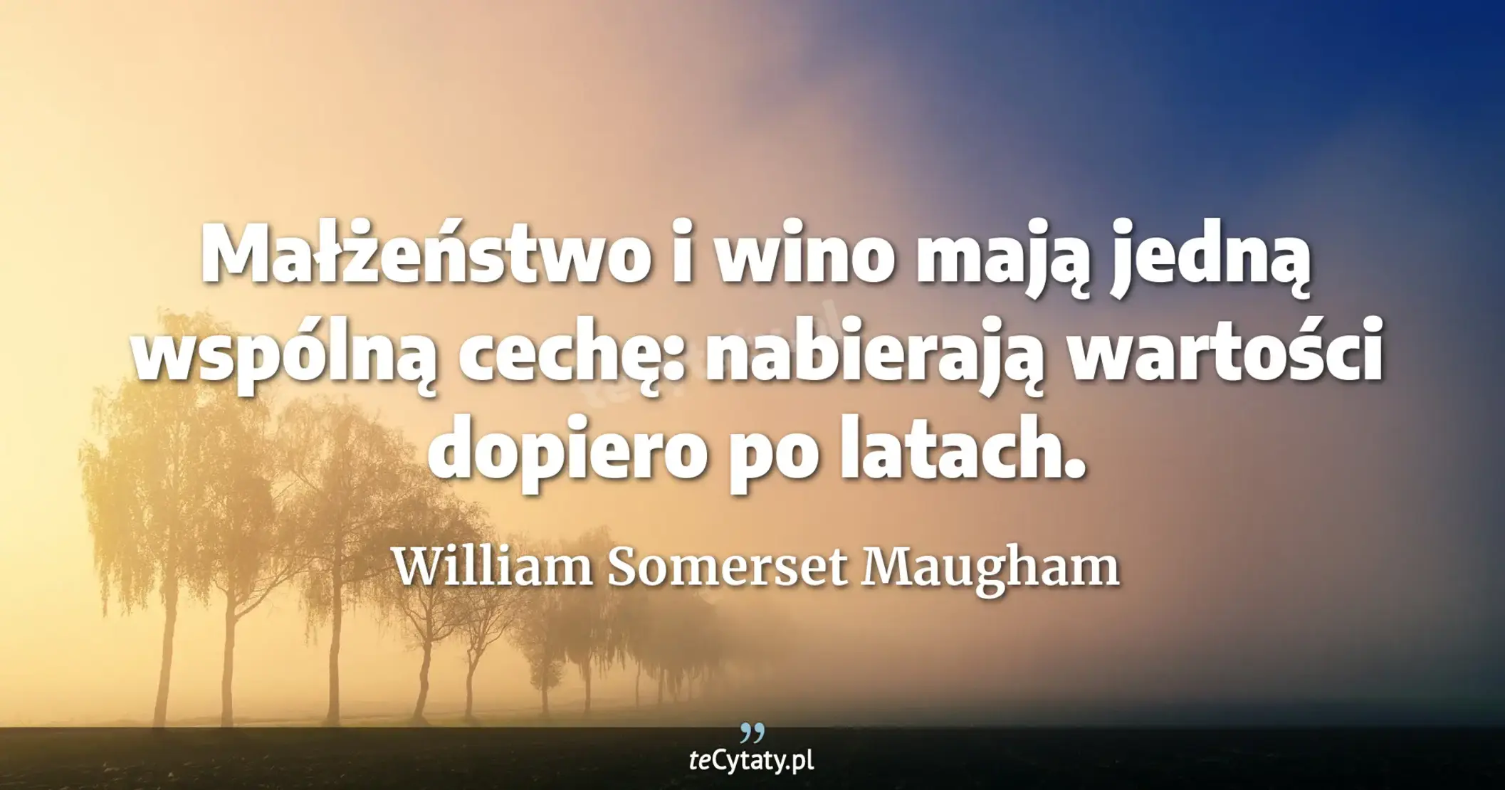 Małżeństwo i wino mają jedną wspólną cechę: nabierają wartości dopiero po latach. - William Somerset Maugham