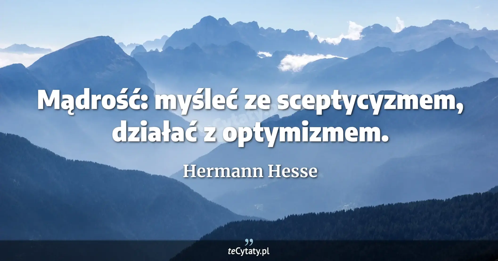 Mądrość: myśleć ze sceptycyzmem, działać z optymizmem. - Hermann Hesse