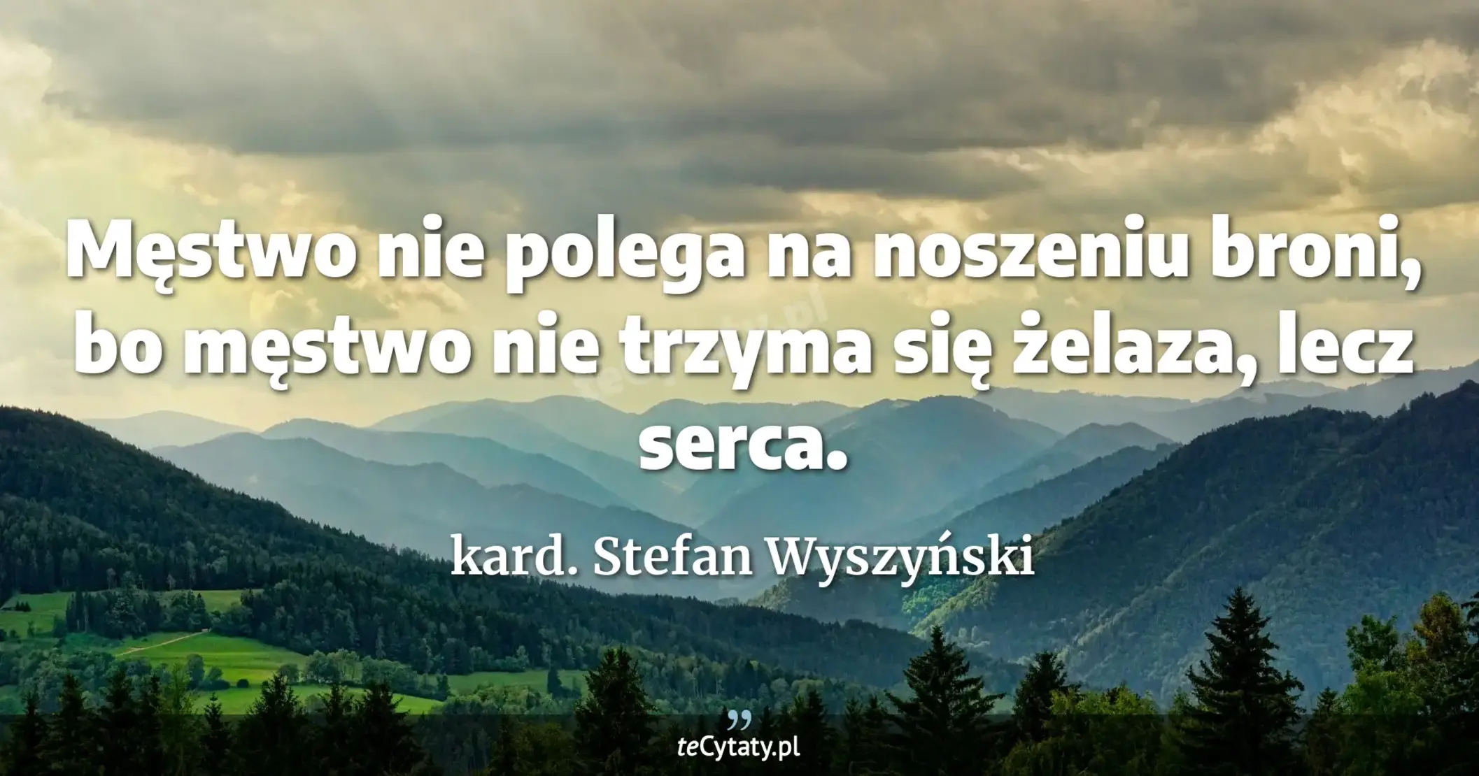 Męstwo nie polega na noszeniu broni, bo męstwo nie trzyma się żelaza, lecz serca. - kard. Stefan Wyszyński