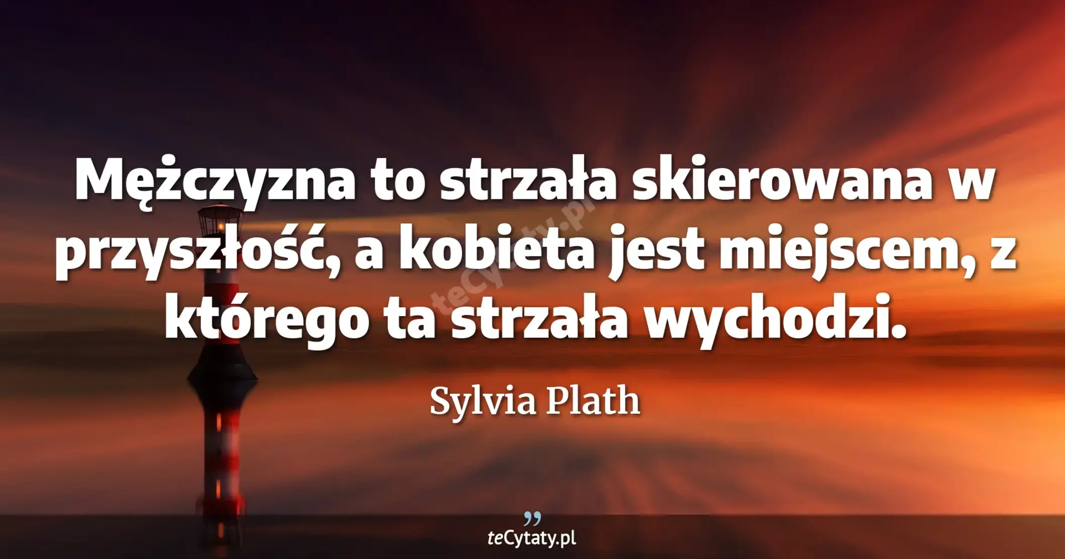 Mężczyzna to strzała skierowana w przyszłość, a kobieta jest miejscem, z którego ta strzała wychodzi. - Sylvia Plath