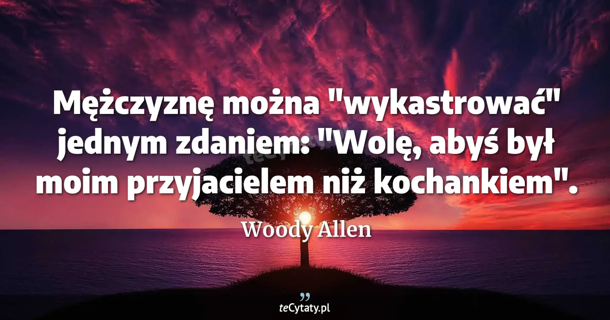 Mężczyznę można "wykastrować" jednym zdaniem: "Wolę, abyś był moim przyjacielem niż kochankiem". - Woody Allen