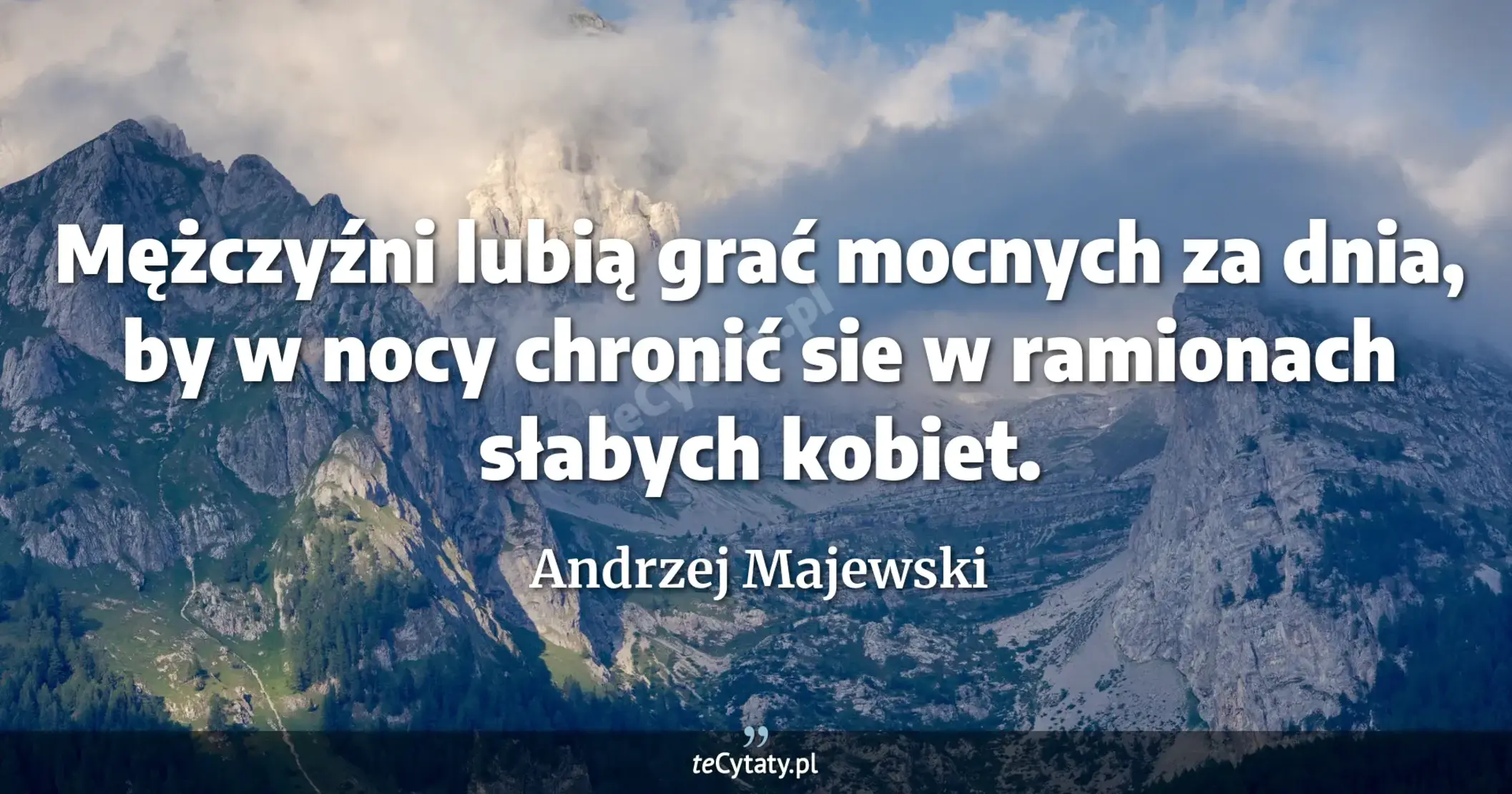 Mężczyźni lubią grać mocnych za dnia, by w nocy chronić sie w ramionach słabych kobiet. - Andrzej Majewski