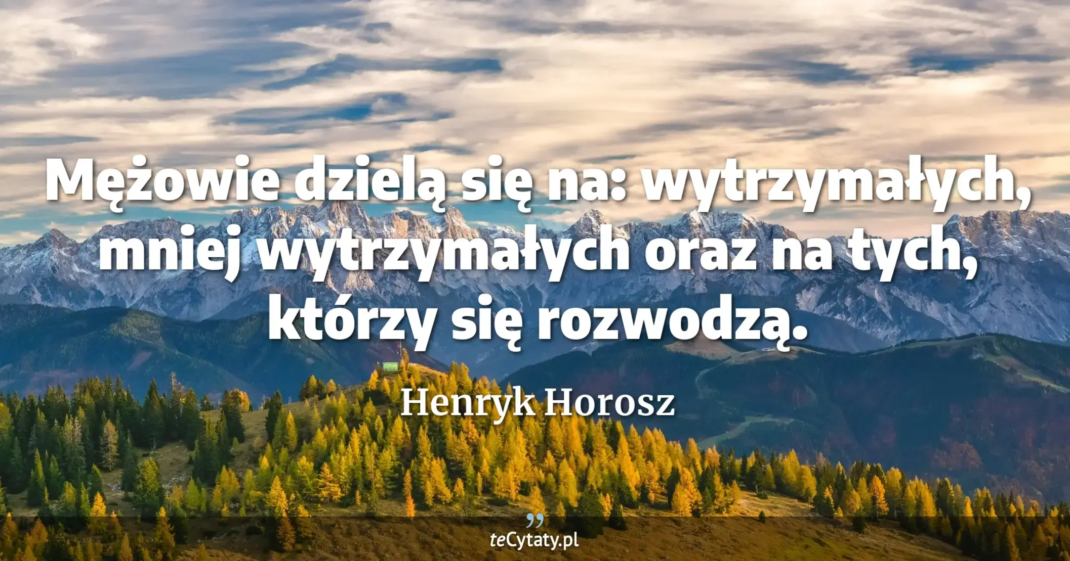 Mężowie dzielą się na: wytrzymałych, mniej wytrzymałych oraz na tych, którzy się rozwodzą. - Henryk Horosz