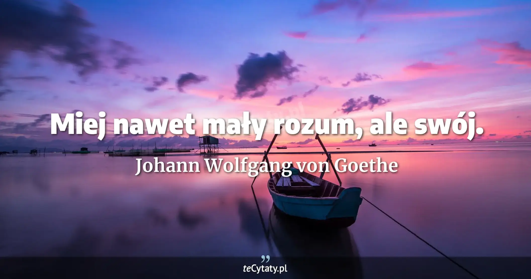 Miej nawet mały rozum, ale swój. - Johann Wolfgang von Goethe