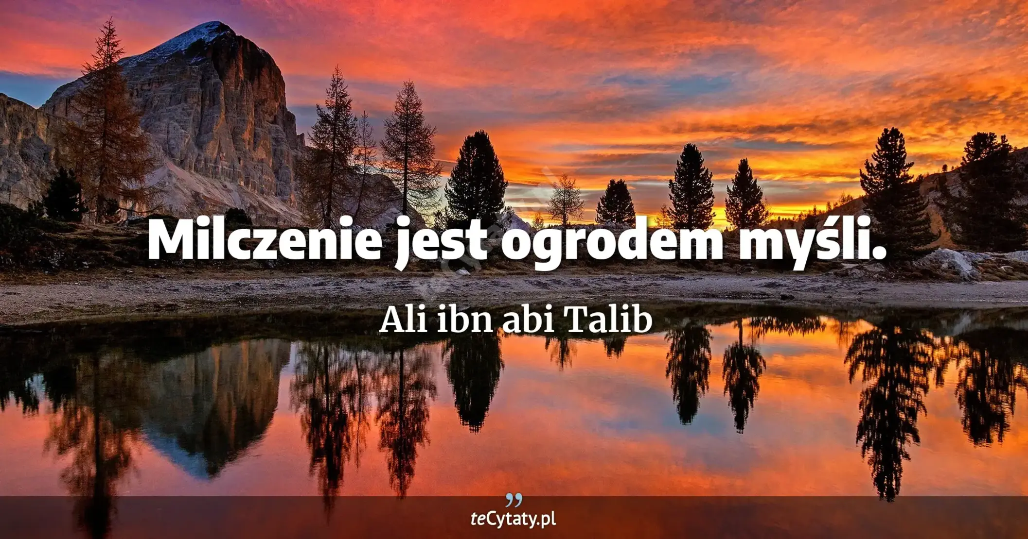 Milczenie jest ogrodem myśli. - Ali ibn abi Talib