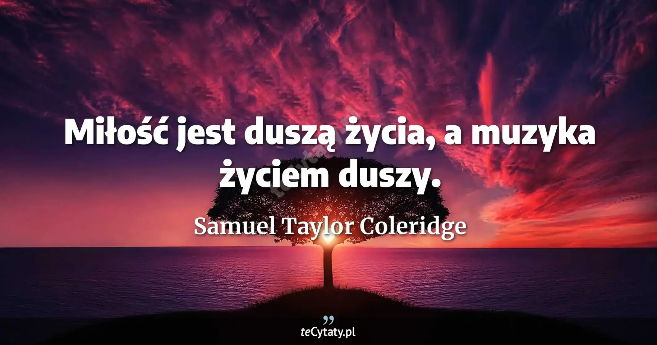 Miłość jest duszą życia, a muzyka życiem duszy. - Samuel Taylor Coleridge