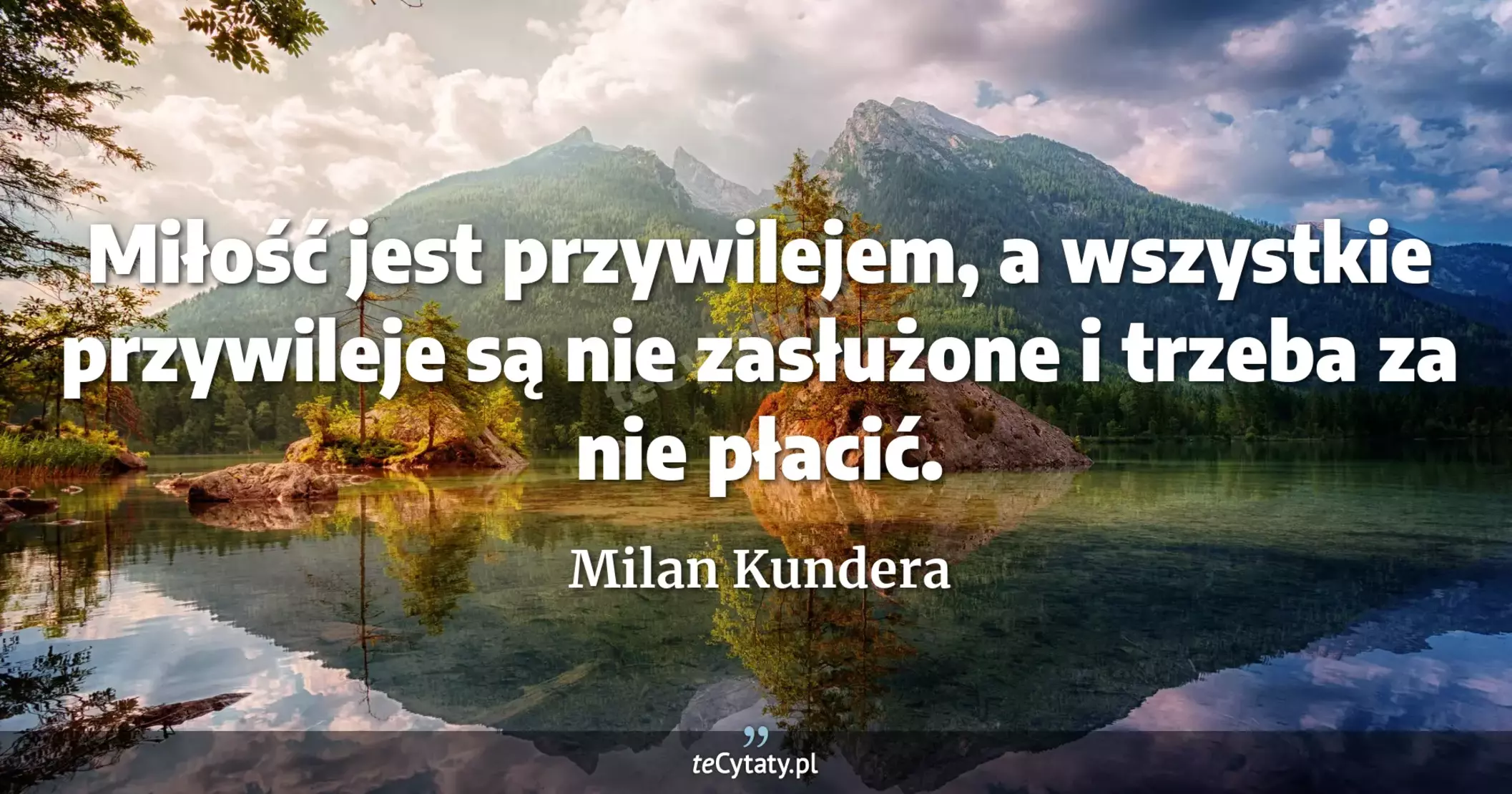 Miłość jest przywilejem, a wszystkie przywileje są nie zasłużone i trzeba za nie płacić. - Milan Kundera