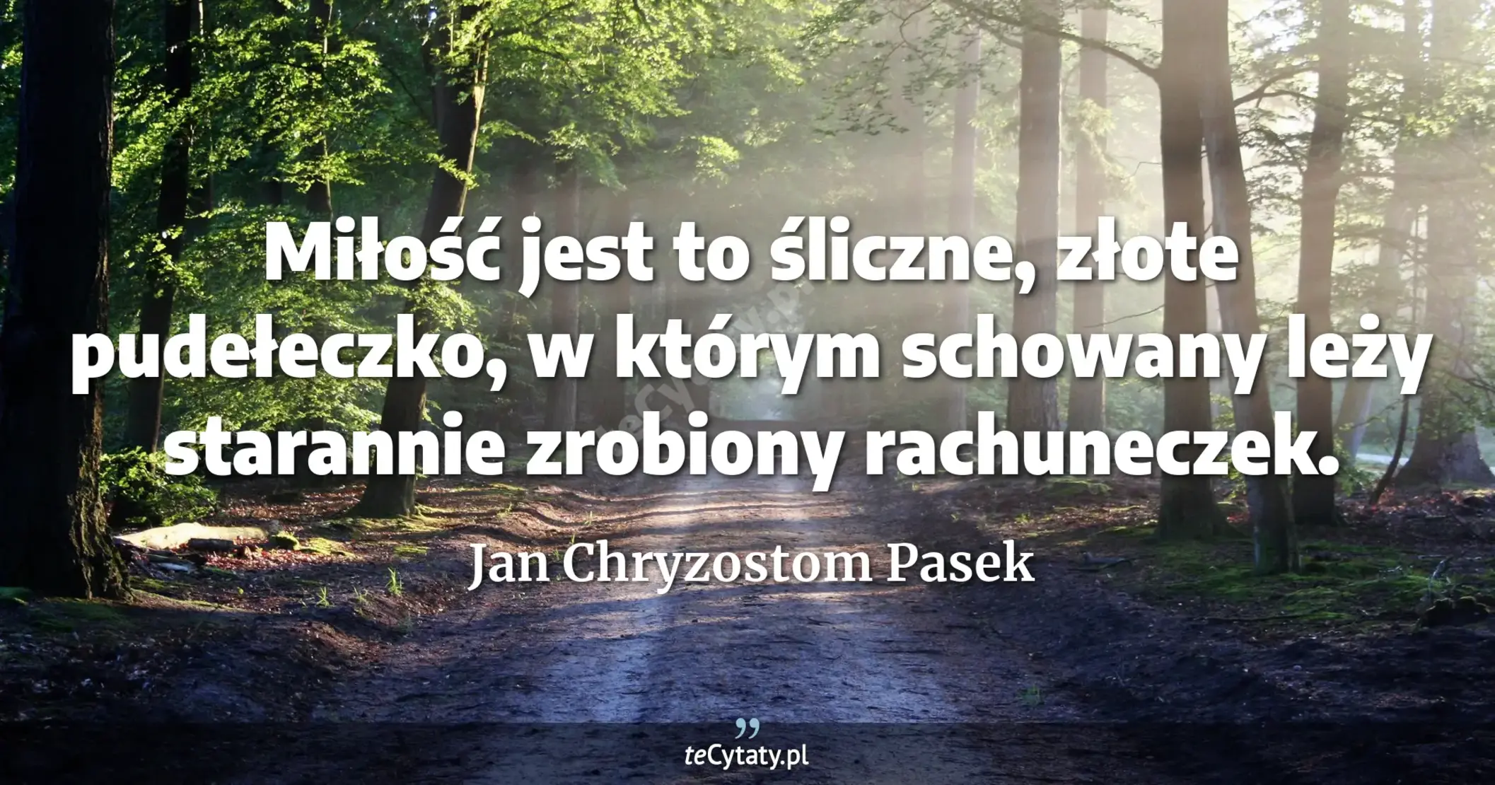 Miłość jest to śliczne, złote pudełeczko, w którym schowany leży starannie zrobiony rachuneczek. - Jan Chryzostom Pasek