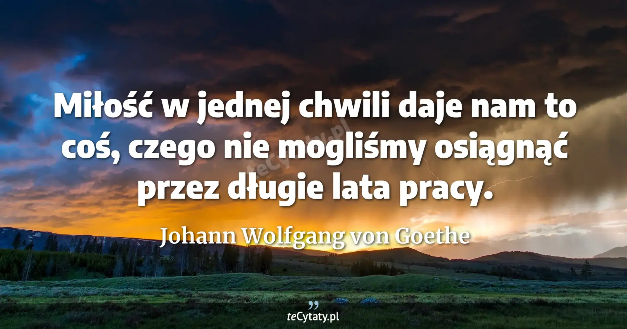Miłość w jednej chwili daje nam to coś, czego nie mogliśmy osiągnąć przez długie lata pracy. - Johann Wolfgang von Goethe