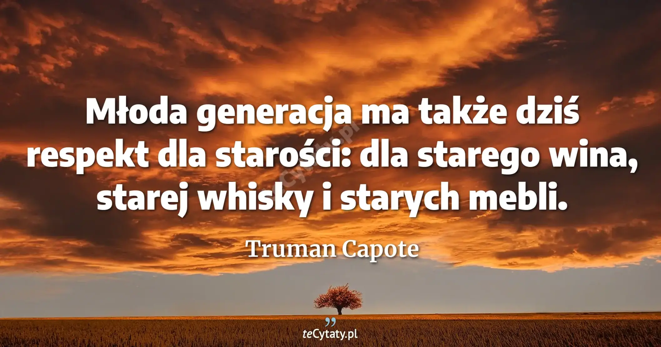Młoda generacja ma także dziś respekt dla starości: dla starego wina, starej whisky i starych mebli. - Truman Capote
