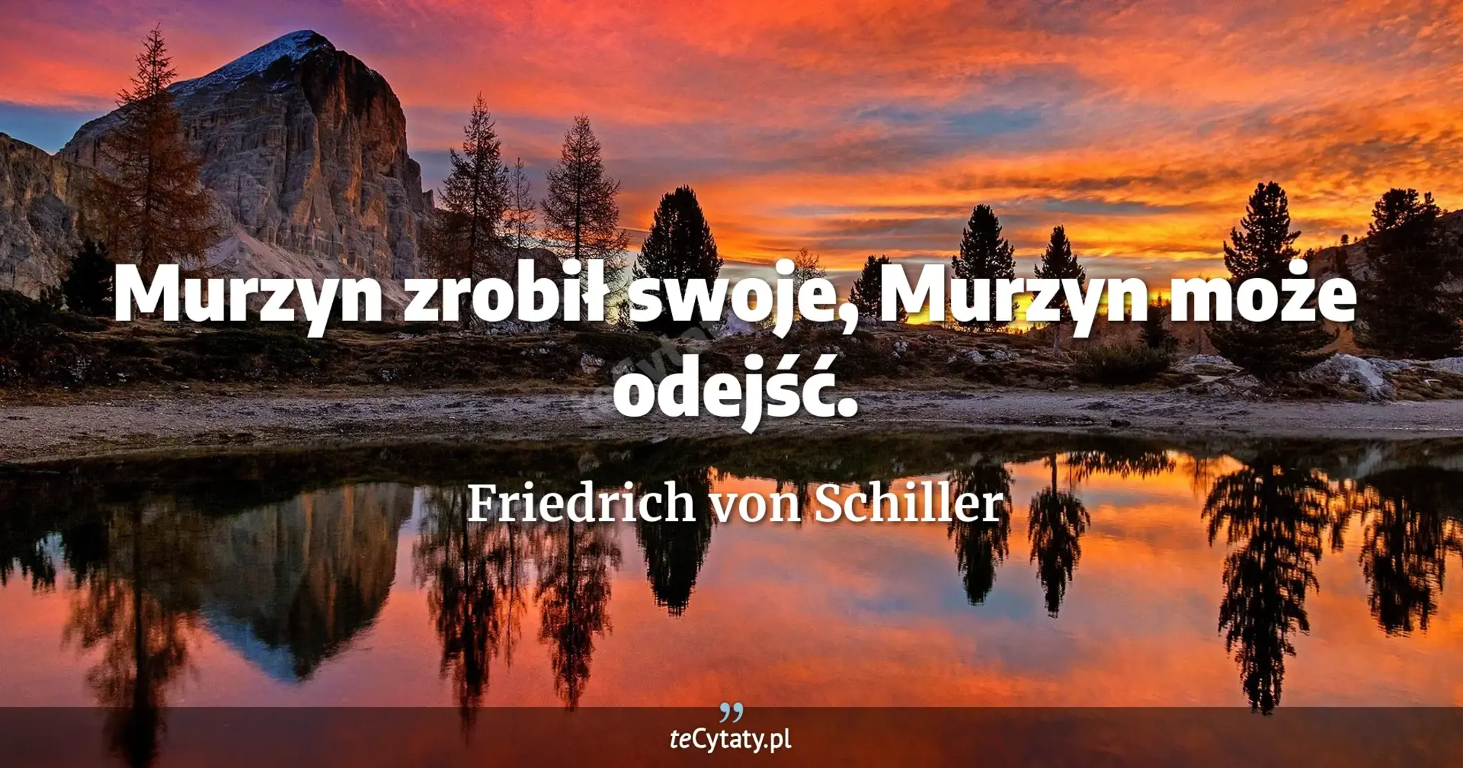 Murzyn zrobił swoje, Murzyn może odejść. - Friedrich von Schiller