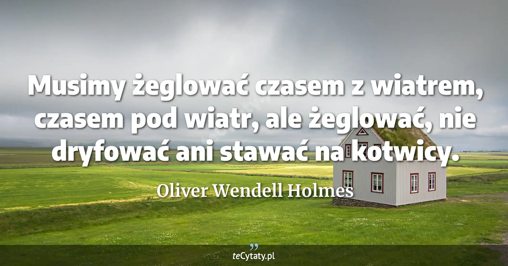 Musimy żeglować czasem z wiatrem, czasem pod wiatr, ale żeglować, nie dryfować ani stawać na kotwicy. - Oliver Wendell Holmes