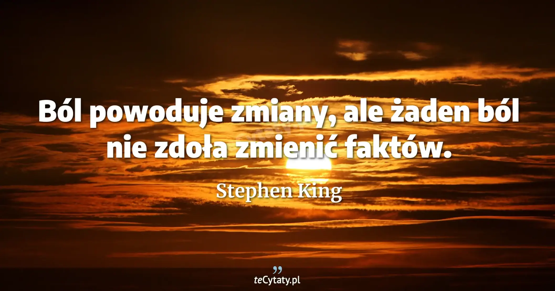 Ból powoduje zmiany, ale żaden ból nie zdoła zmienić faktów. - Stephen King