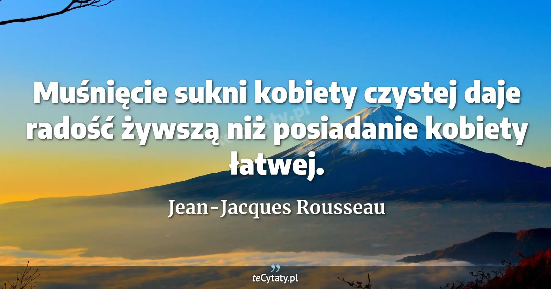 Muśnięcie sukni kobiety czystej daje radość żywszą niż posiadanie kobiety łatwej. - Jean-Jacques Rousseau