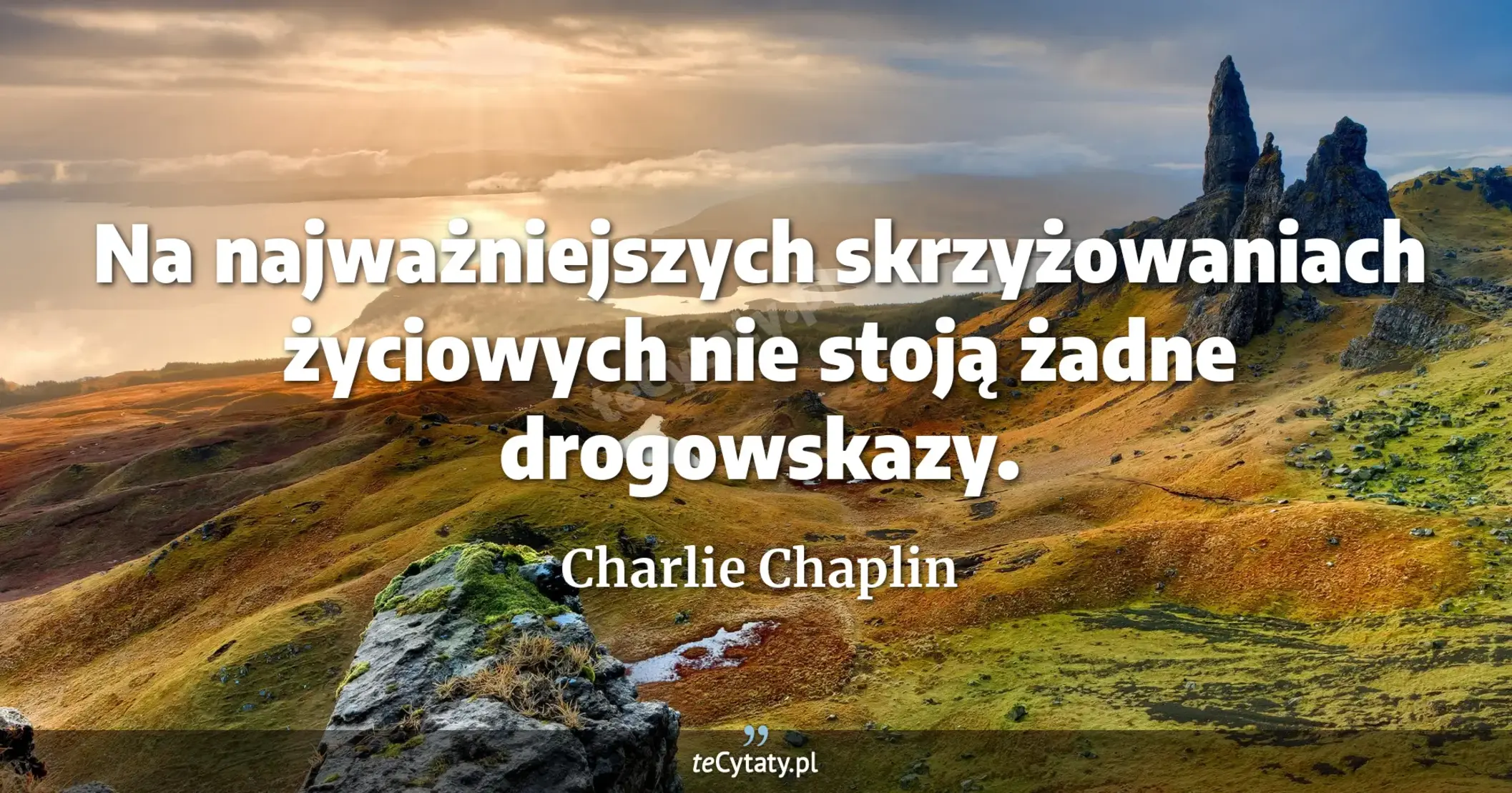 Na najważniejszych skrzyżowaniach życiowych nie stoją żadne drogowskazy. - Charlie Chaplin