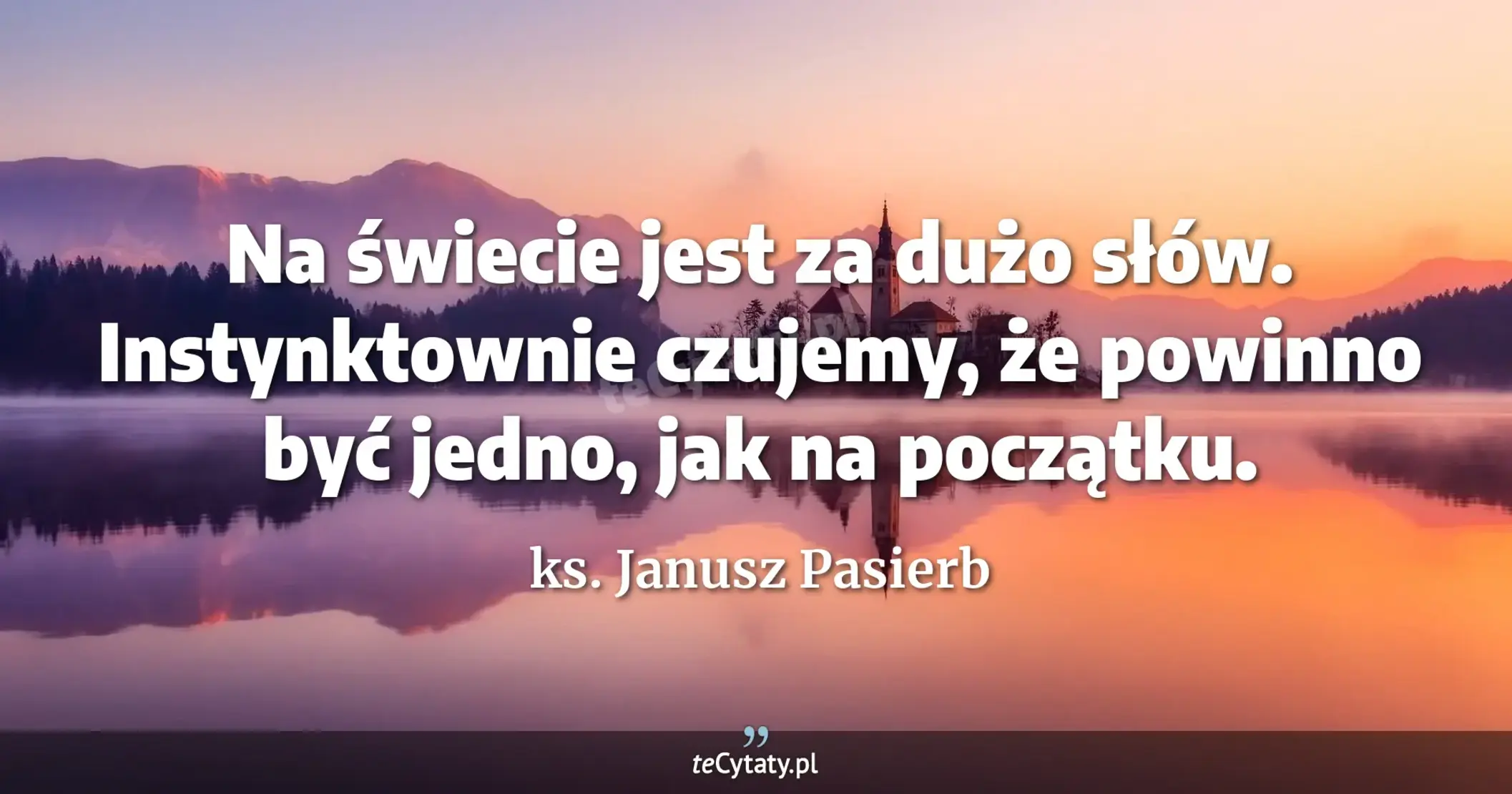 Na świecie jest za dużo słów. Instynktownie czujemy, że powinno być jedno, jak na początku. - ks. Janusz Pasierb