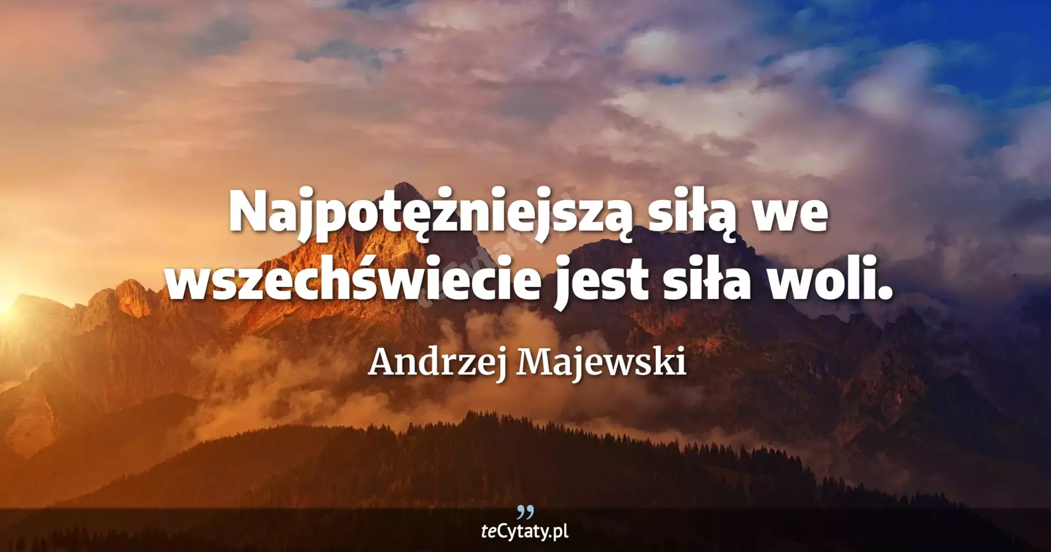Najpotężniejszą siłą we wszechświecie jest siła woli. - Andrzej Majewski