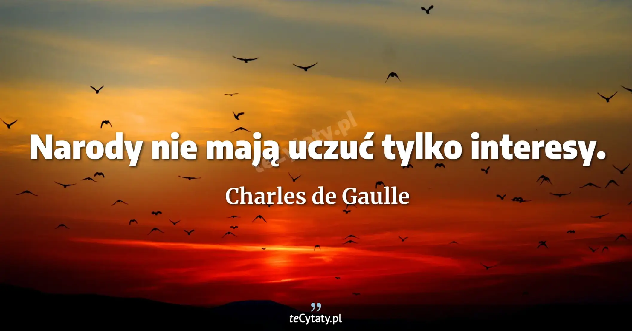 Narody nie mają uczuć tylko interesy. - Charles de Gaulle