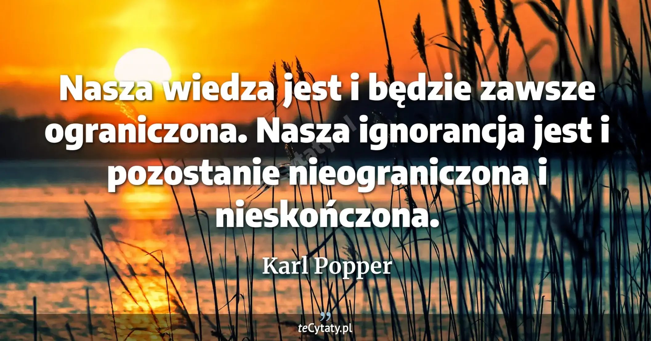 Nasza wiedza jest i będzie zawsze ograniczona. Nasza ignorancja jest i pozostanie nieograniczona i nieskończona. - Karl Popper