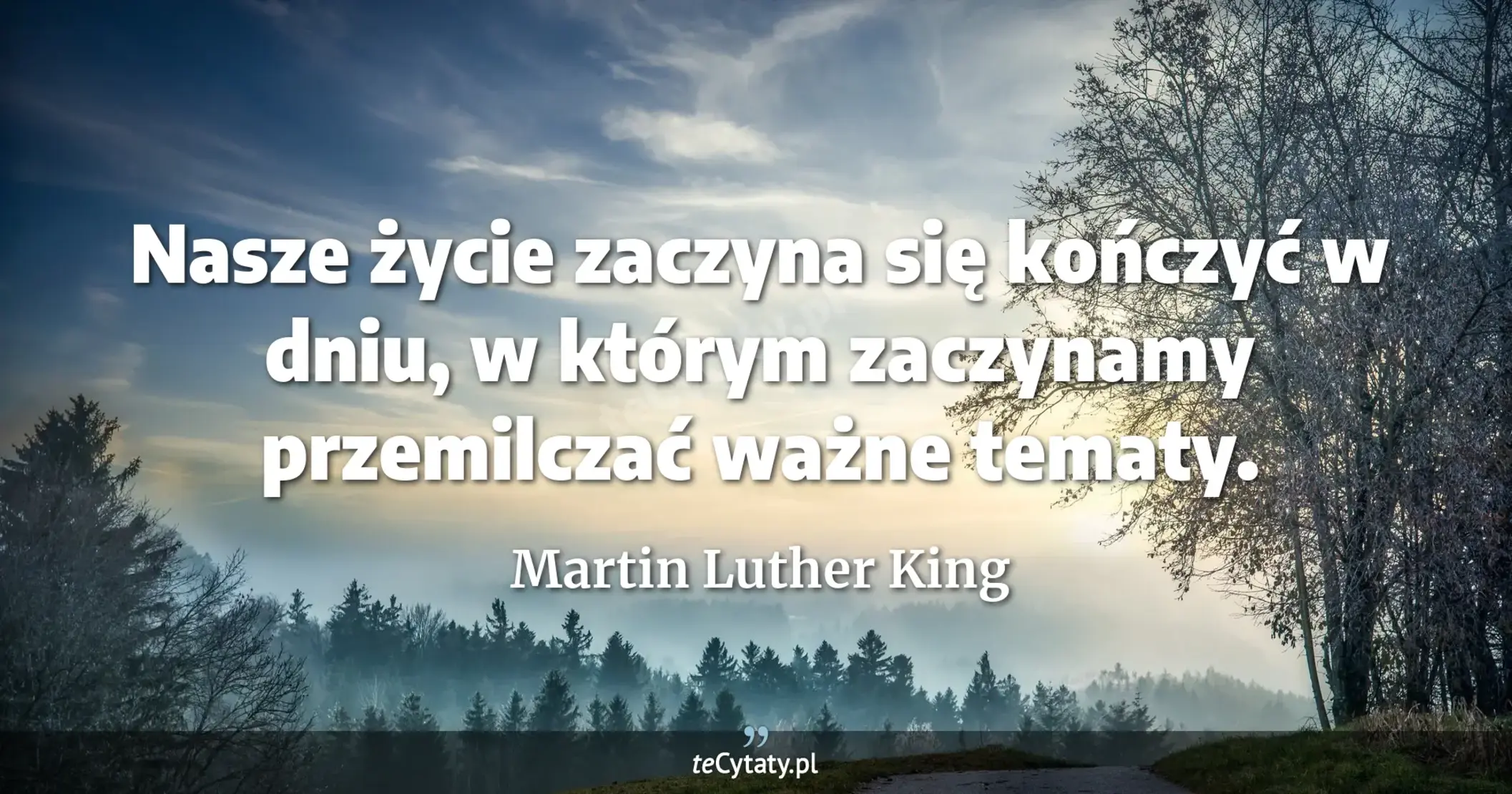 Nasze życie zaczyna się kończyć w dniu, w którym zaczynamy przemilczać ważne tematy. - Martin Luther King