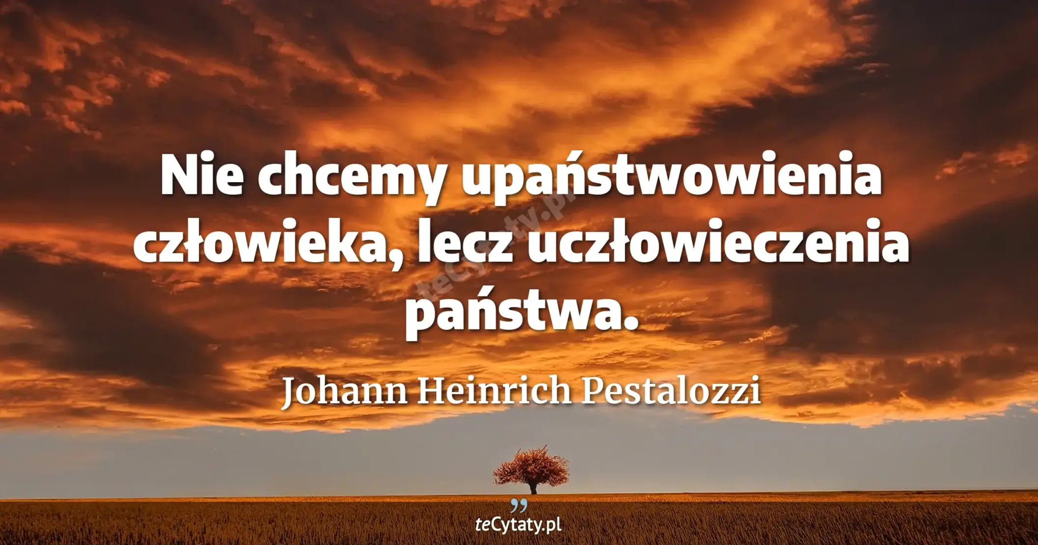 Nie chcemy upaństwowienia człowieka, lecz uczłowieczenia państwa. - Johann Heinrich Pestalozzi