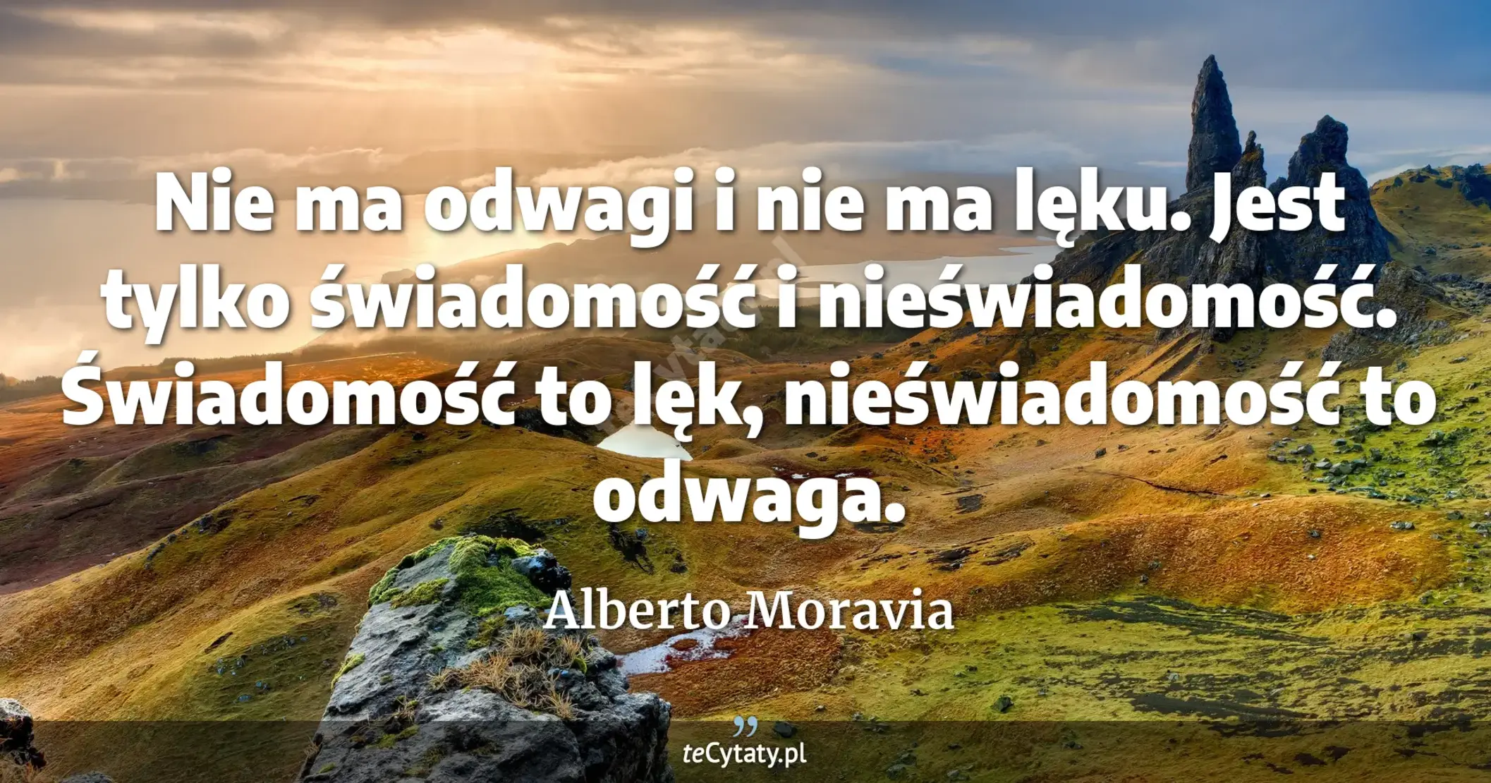 Nie ma odwagi i nie ma lęku. Jest tylko świadomość i nieświadomość. Świadomość to lęk, nieświadomość to odwaga. - Alberto Moravia