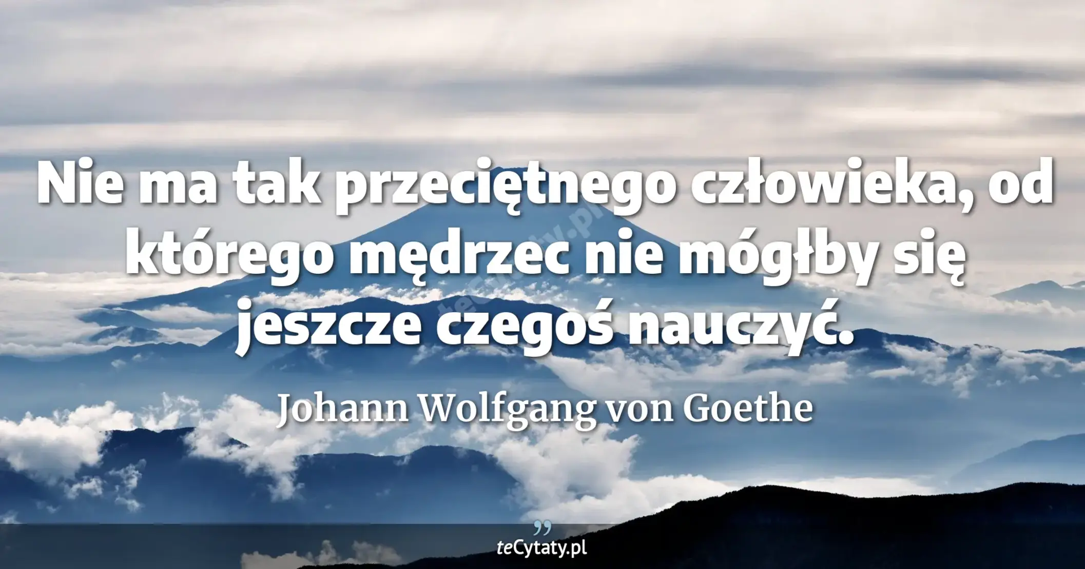 Nie ma tak przeciętnego człowieka, od którego mędrzec nie mógłby się jeszcze czegoś nauczyć. - Johann Wolfgang von Goethe