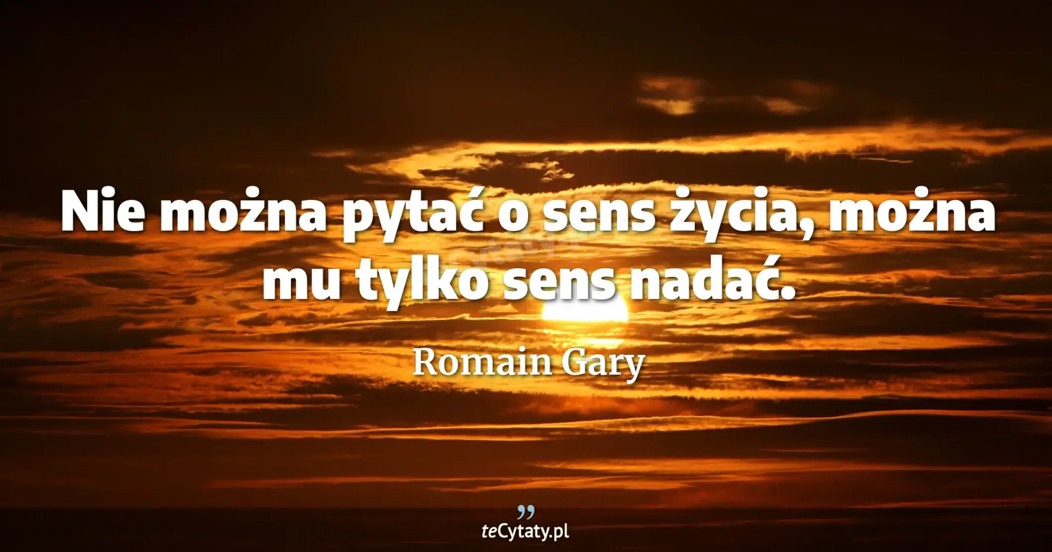 Nie można pytać o sens życia, można mu tylko sens nadać. - Romain Gary