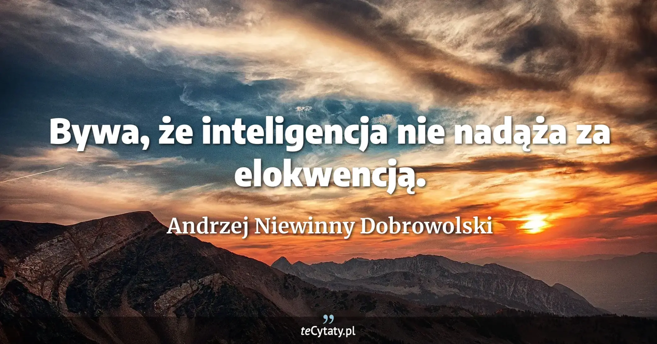 Bywa, że inteligencja nie nadąża za elokwencją. - Andrzej Niewinny Dobrowolski