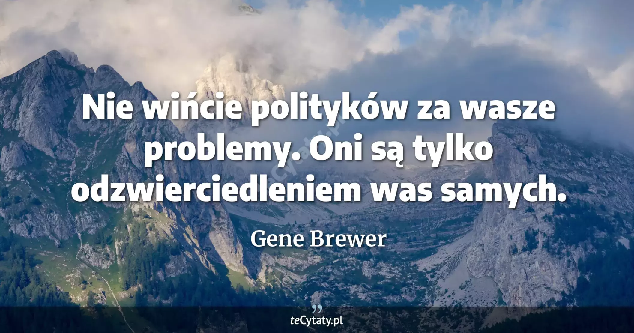 Nie wińcie polityków za wasze problemy. Oni są tylko odzwierciedleniem was samych. - Gene Brewer