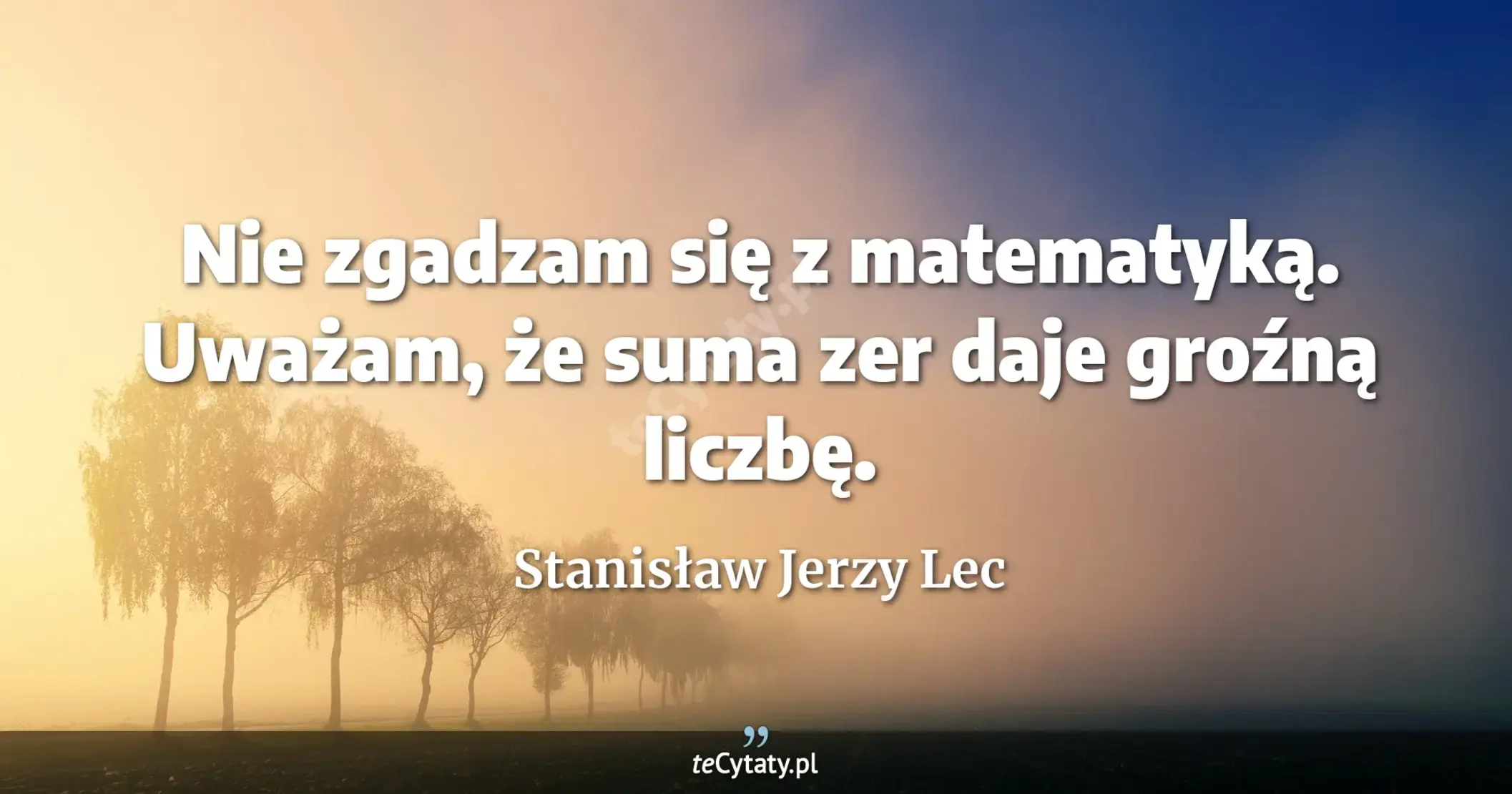 Nie zgadzam się z matematyką. Uważam, że suma zer daje groźną liczbę. - Stanisław Jerzy Lec