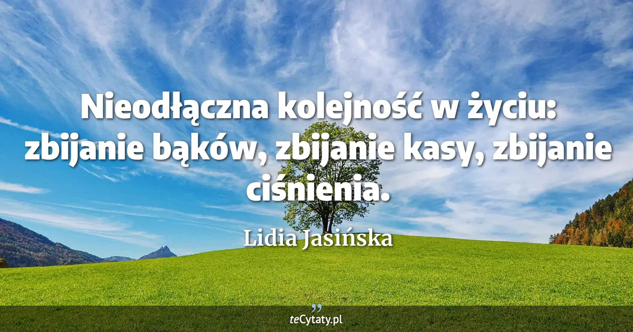 Nieodłączna kolejność w życiu: zbijanie bąków, zbijanie kasy, zbijanie ciśnienia. - Lidia Jasińska