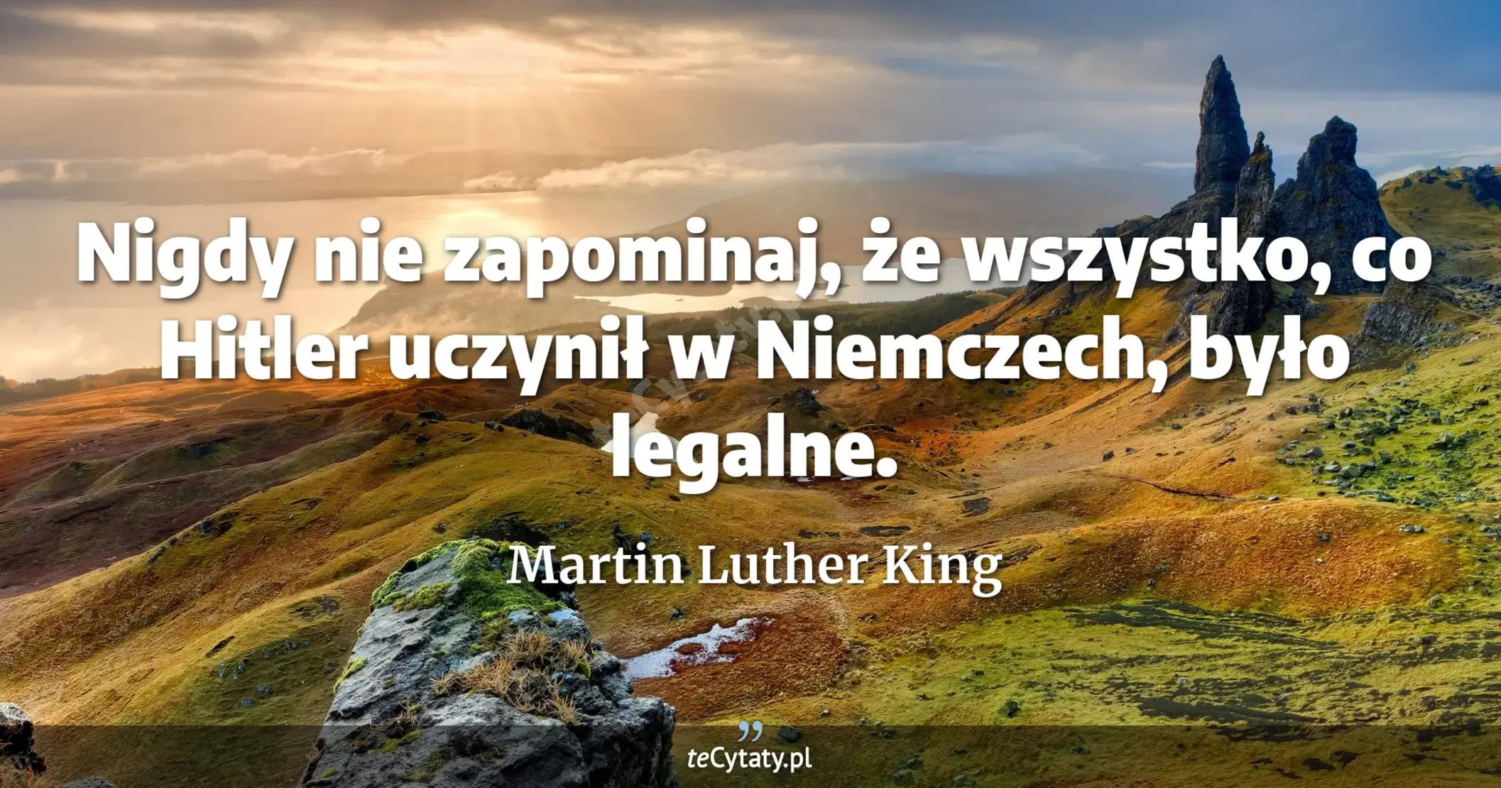 Nigdy nie zapominaj, że wszystko, co Hitler uczynił w Niemczech, było legalne. - Martin Luther King