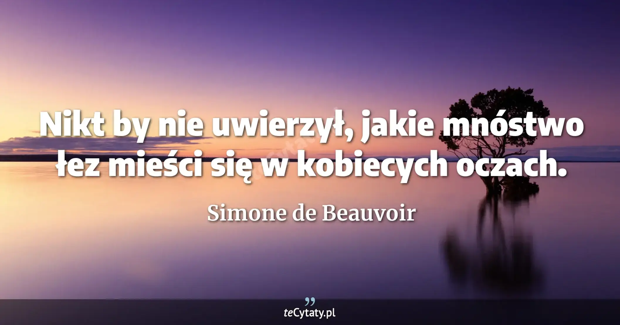 Nikt by nie uwierzył, jakie mnóstwo łez mieści się w kobiecych oczach. - Simone de Beauvoir