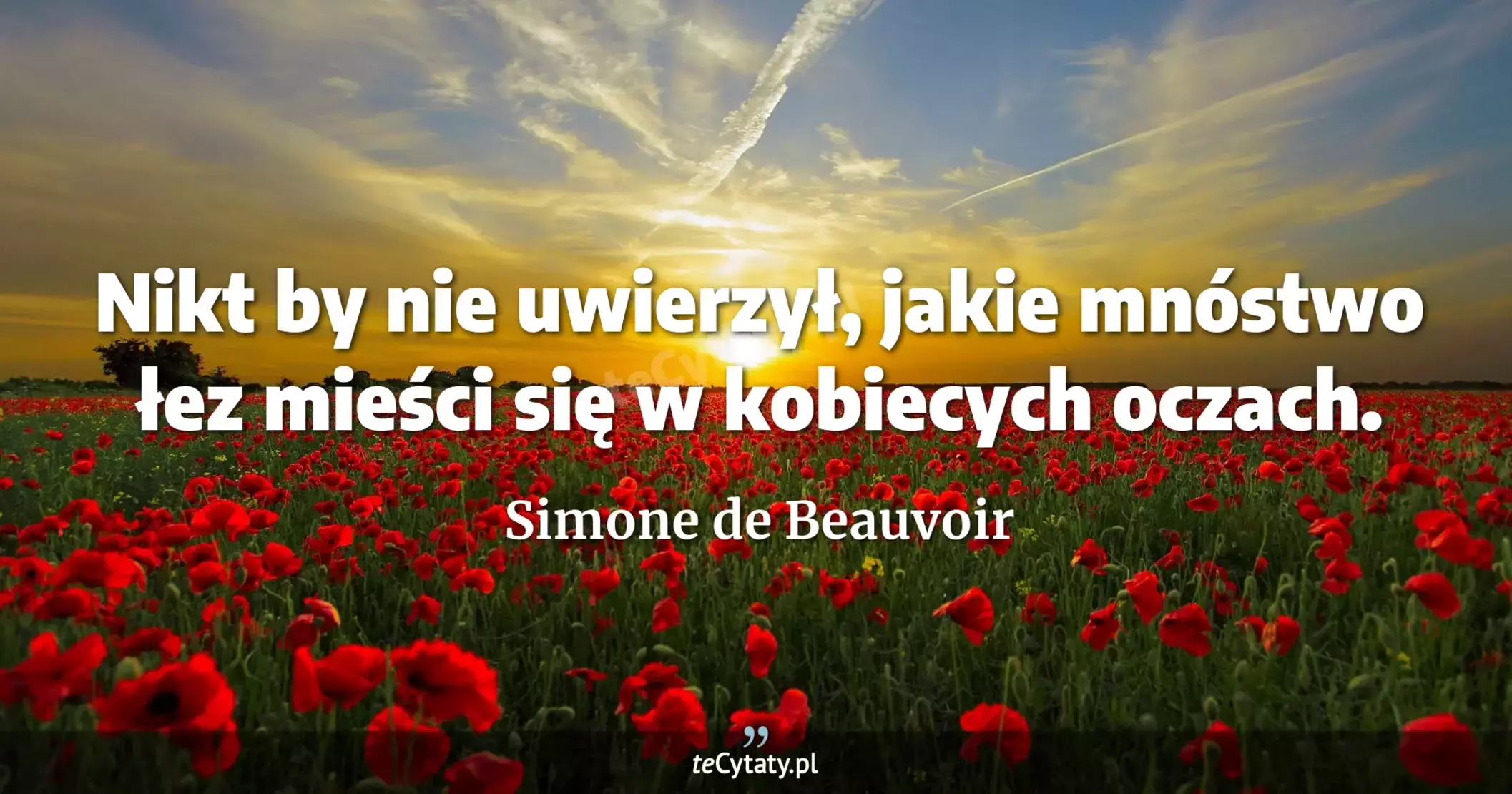 Nikt by nie uwierzył, jakie mnóstwo łez mieści się w kobiecych oczach. - Simone de Beauvoir