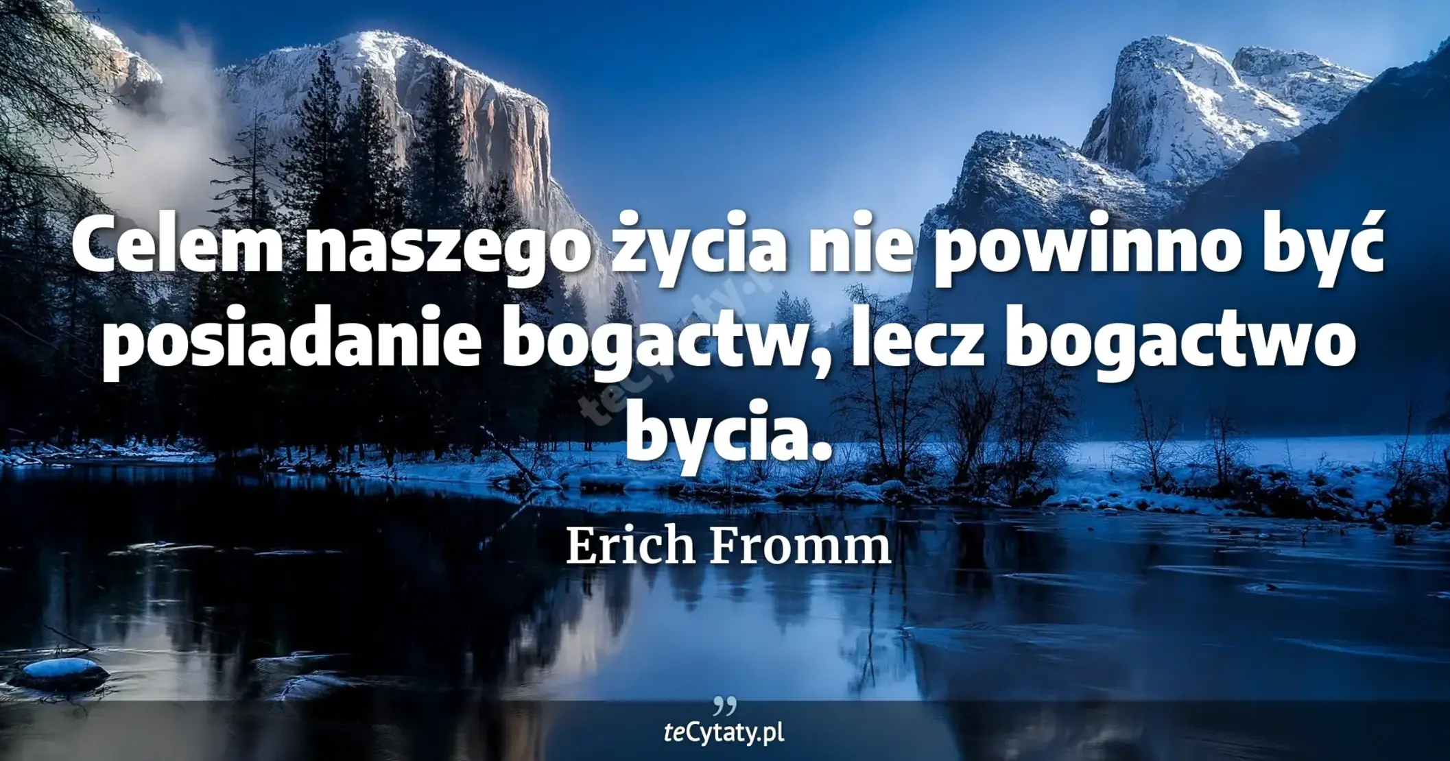 Celem naszego życia nie powinno być posiadanie bogactw, lecz bogactwo bycia. - Erich Fromm