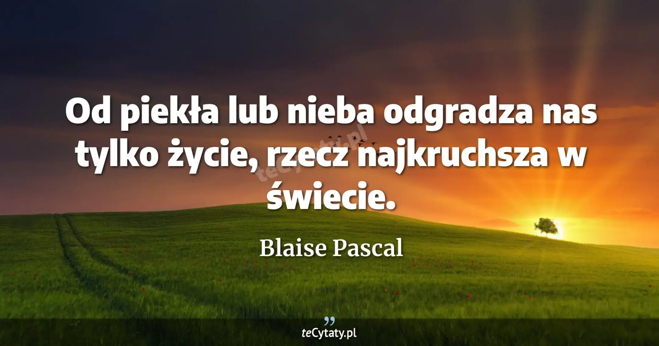 Od piekła lub nieba odgradza nas tylko życie, rzecz najkruchsza w świecie. - Blaise Pascal