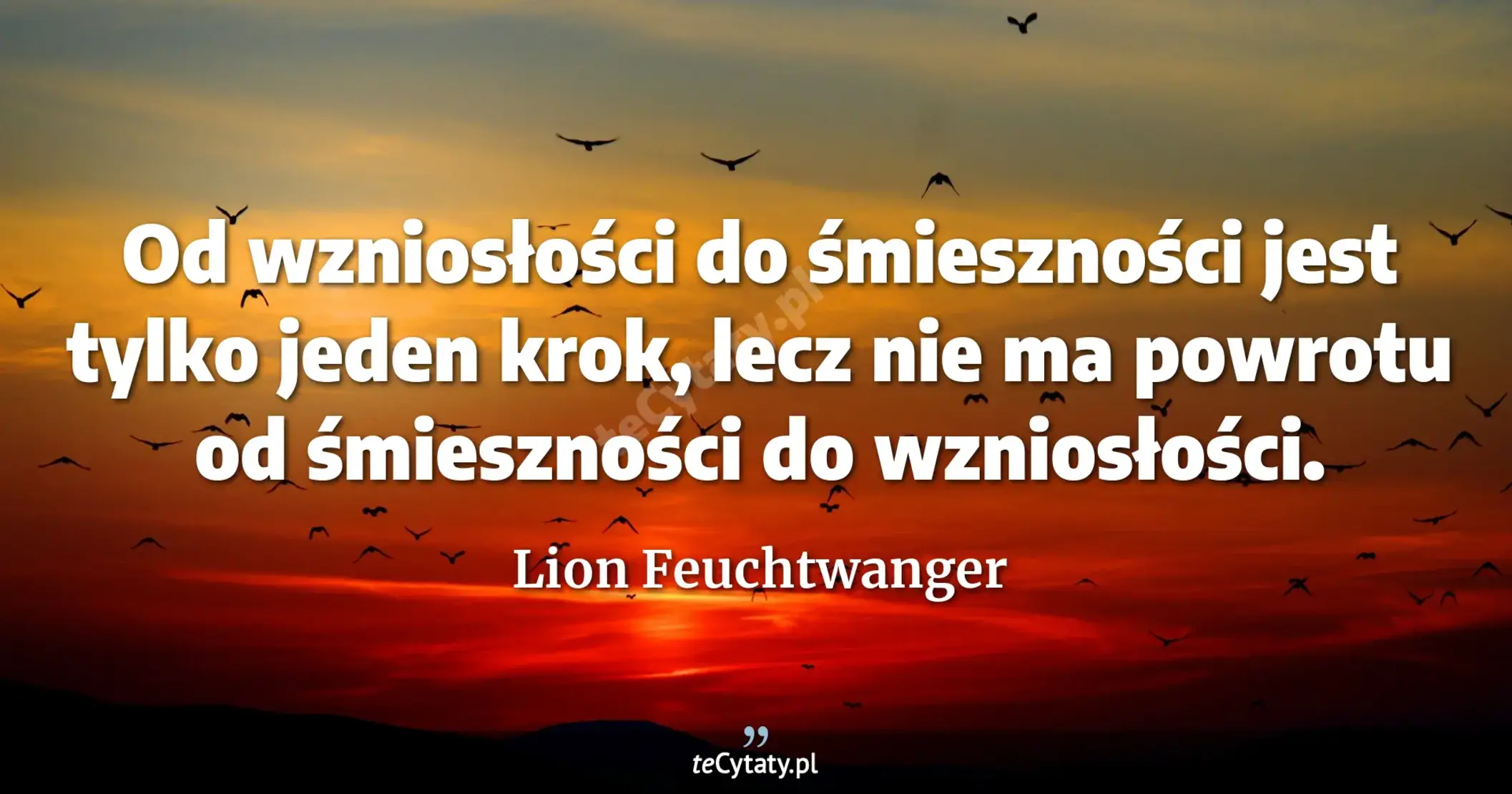 Od wzniosłości do śmieszności jest tylko jeden krok, lecz nie ma powrotu od śmieszności do wzniosłości. - Lion Feuchtwanger