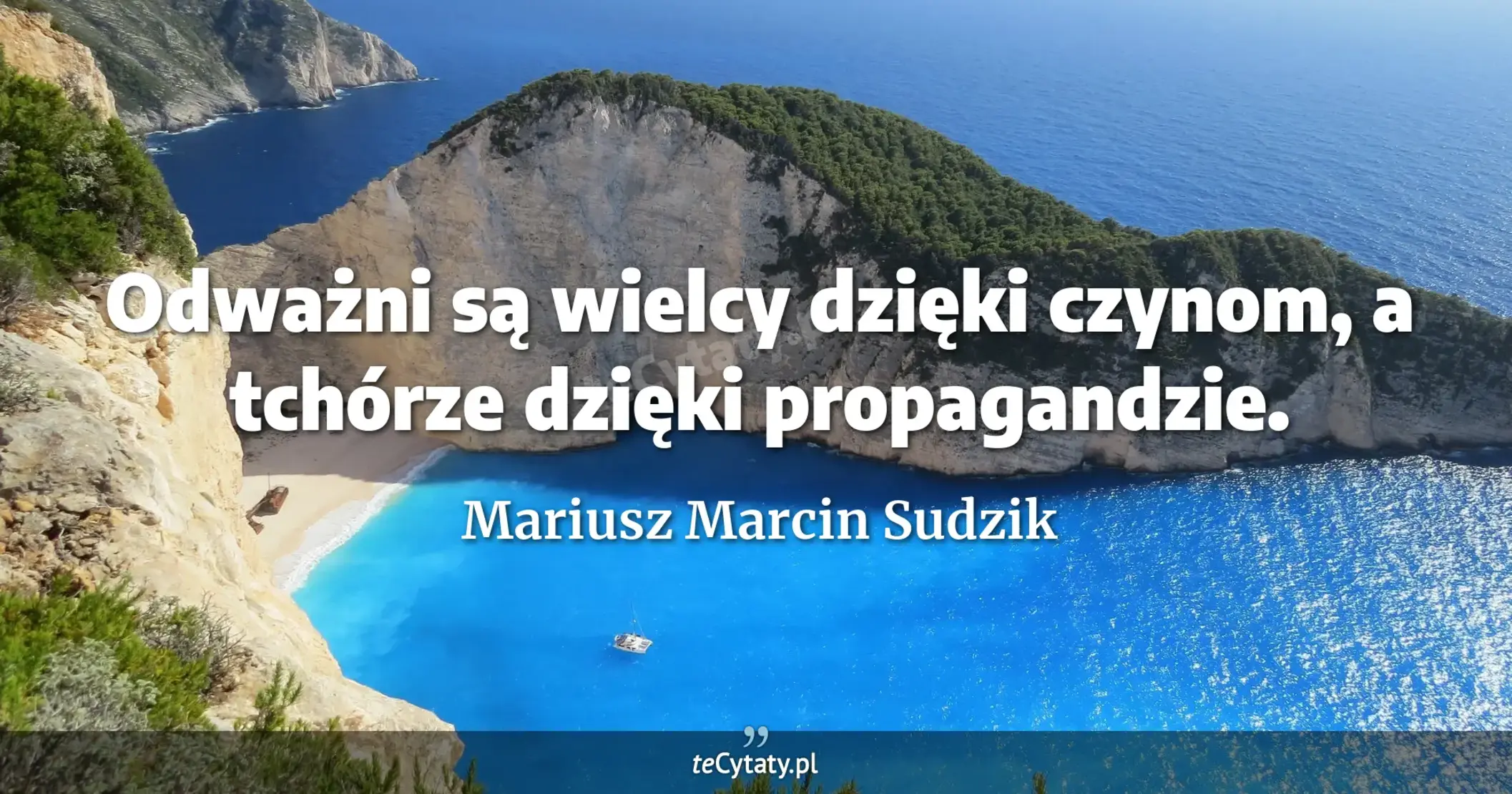 Odważni są wielcy dzięki czynom, a tchórze dzięki propagandzie. - Mariusz Marcin Sudzik