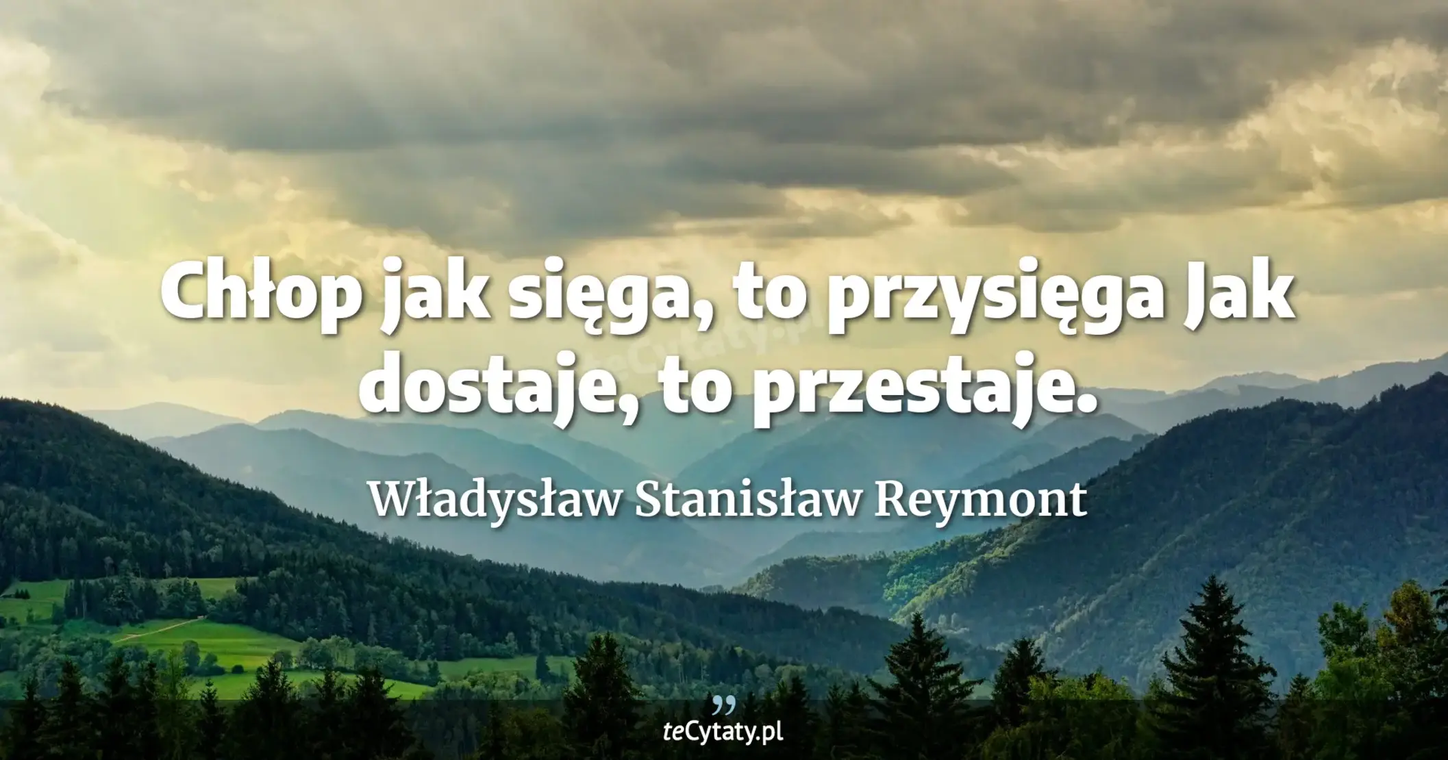 Chłop jak sięga, to przysięga <br> Jak dostaje, to przestaje. - Władysław Stanisław Reymont
