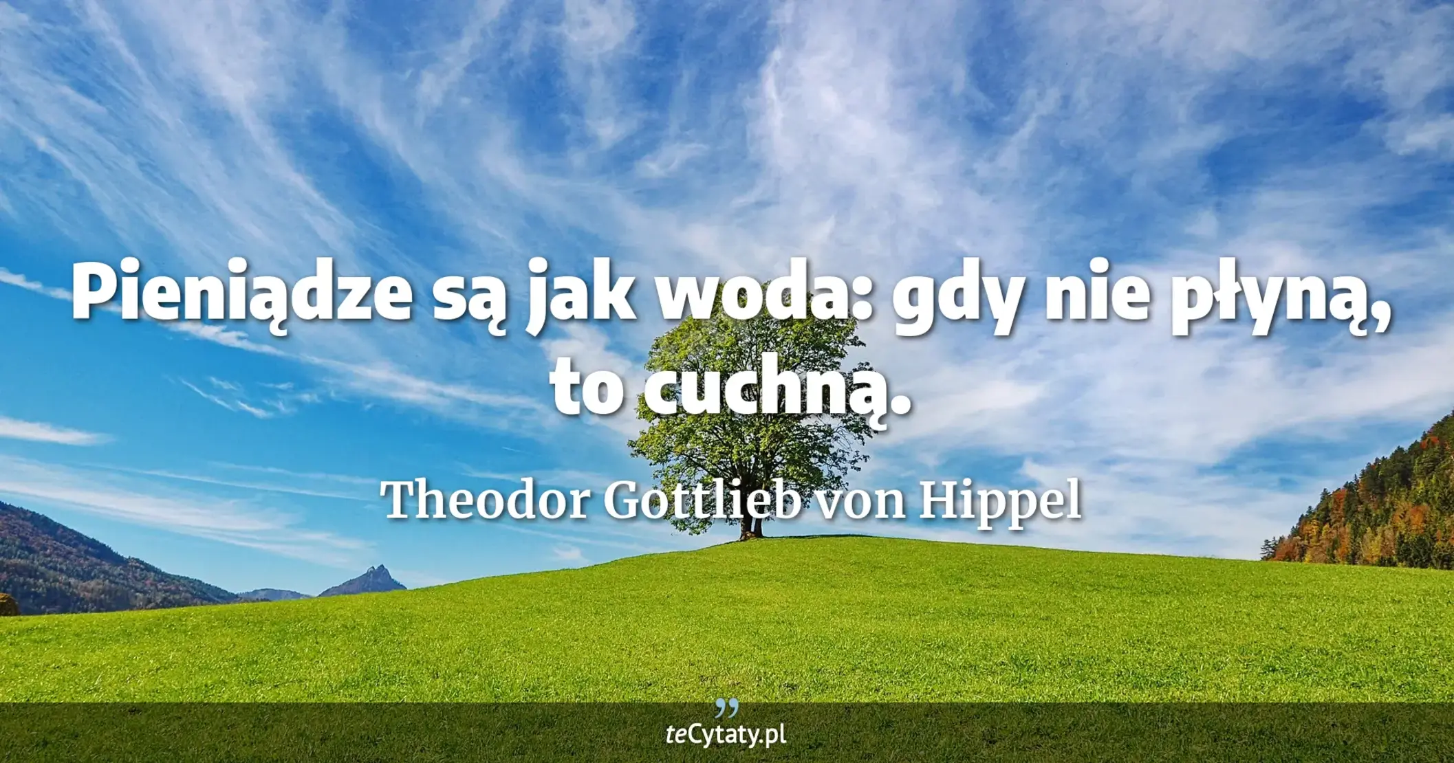 Pieniądze są jak woda: gdy nie płyną, to cuchną. - Theodor Gottlieb von Hippel