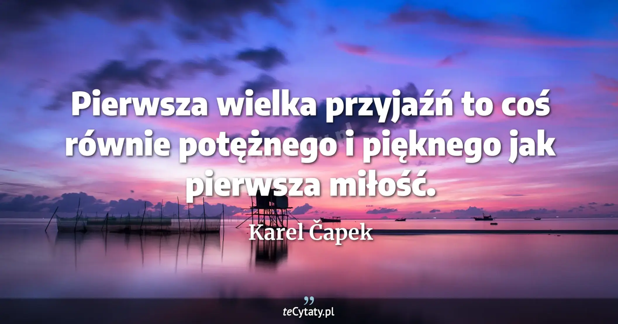 Pierwsza wielka przyjaźń to coś równie potężnego i pięknego jak pierwsza miłość. - Karel Čapek