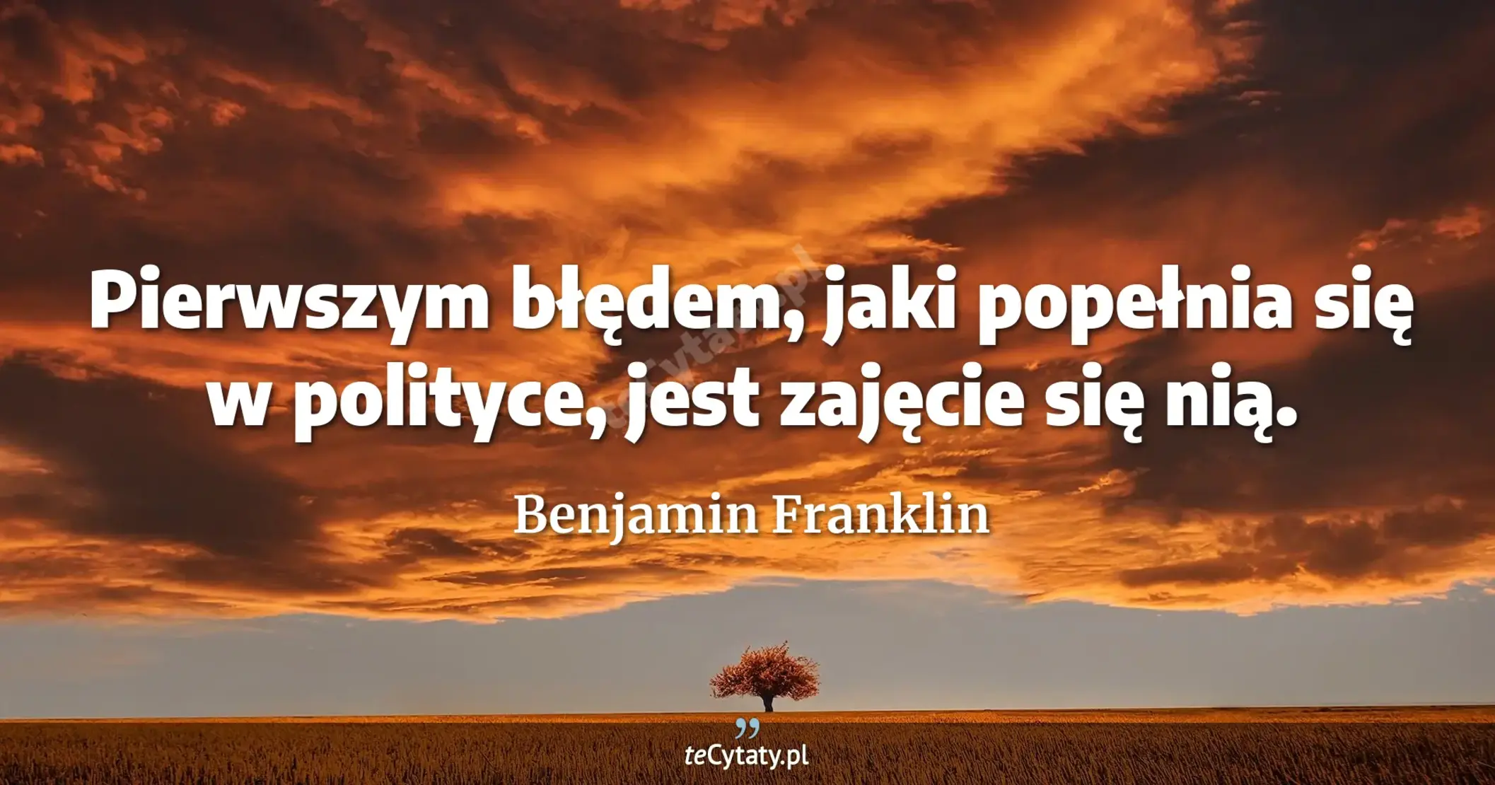 Pierwszym błędem, jaki popełnia się w polityce, jest zajęcie się nią. - Benjamin Franklin