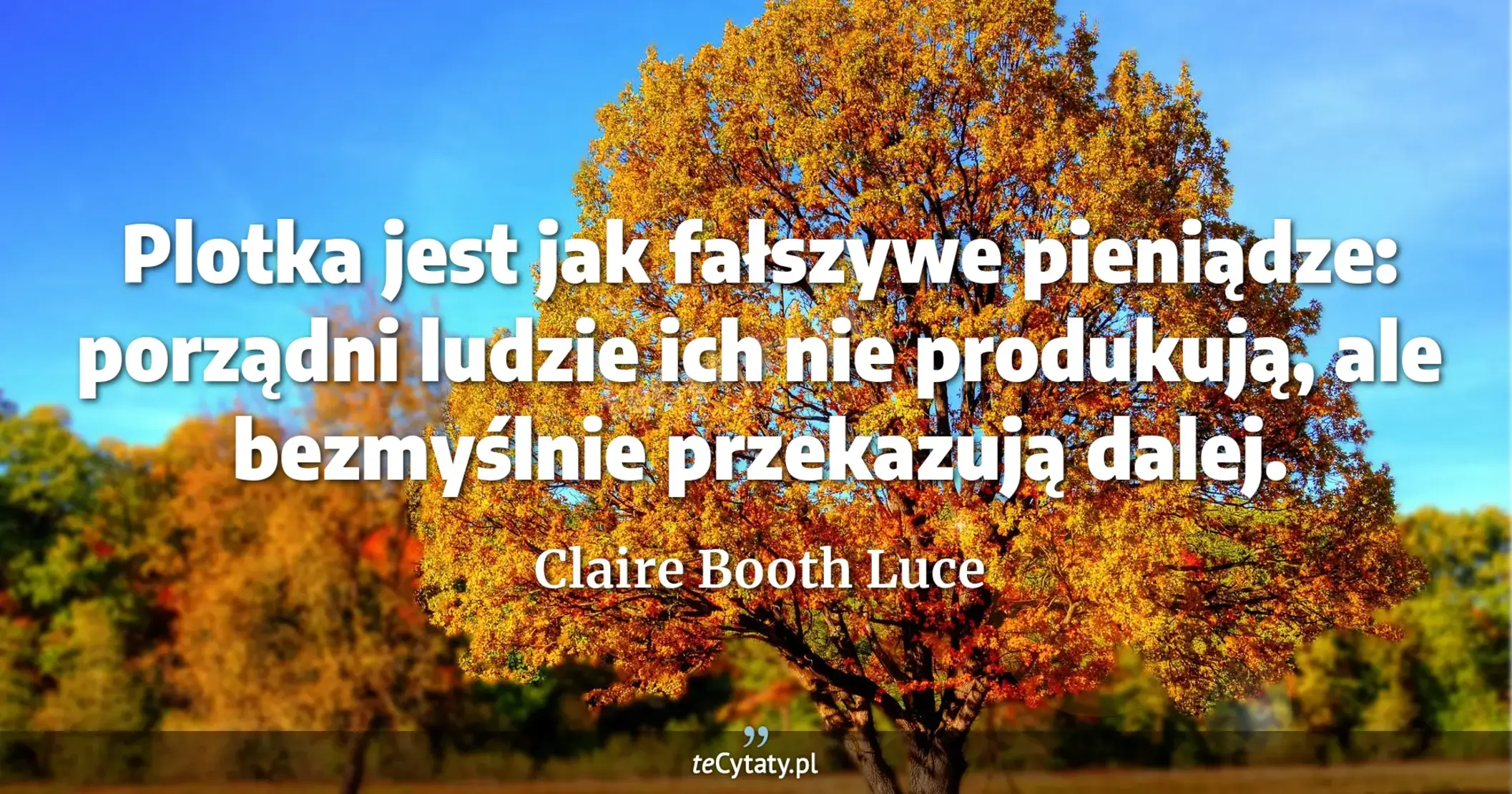 Plotka jest jak fałszywe pieniądze: porządni ludzie ich nie produkują, ale bezmyślnie przekazują dalej. - Claire Booth Luce