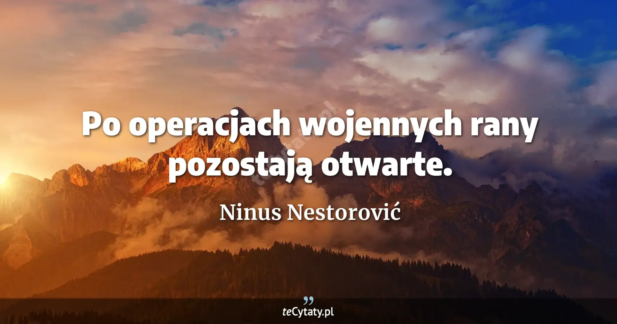 Po operacjach wojennych rany pozostają otwarte. - Ninus Nestorović