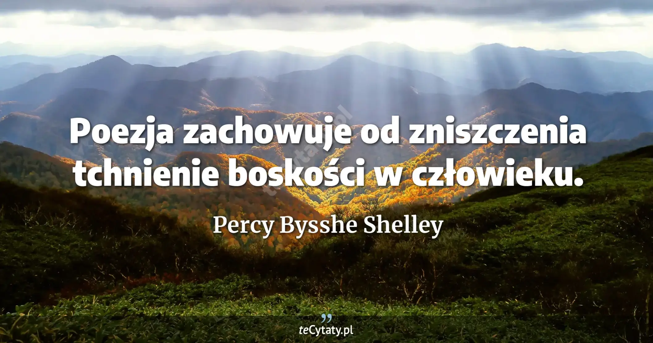 Poezja zachowuje od zniszczenia tchnienie boskości w człowieku. - Percy Bysshe Shelley