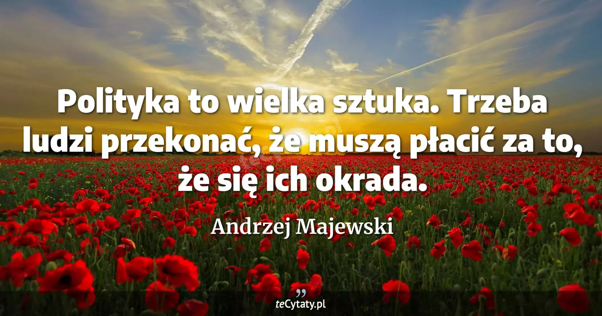 Polityka to wielka sztuka. Trzeba ludzi przekonać, że muszą płacić za to, że się ich okrada. - Andrzej Majewski