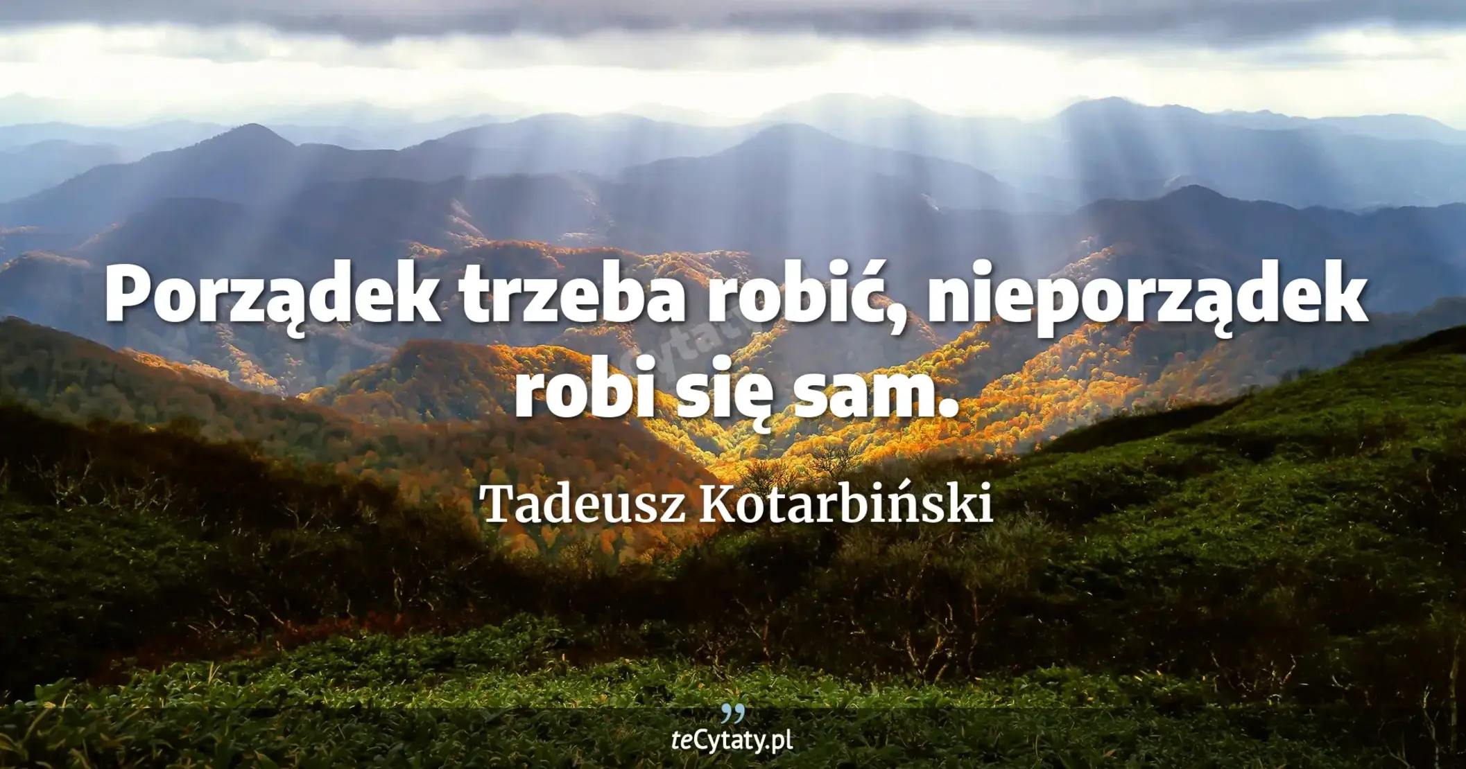 Porządek trzeba robić, nieporządek robi się sam. - Tadeusz Kotarbiński
